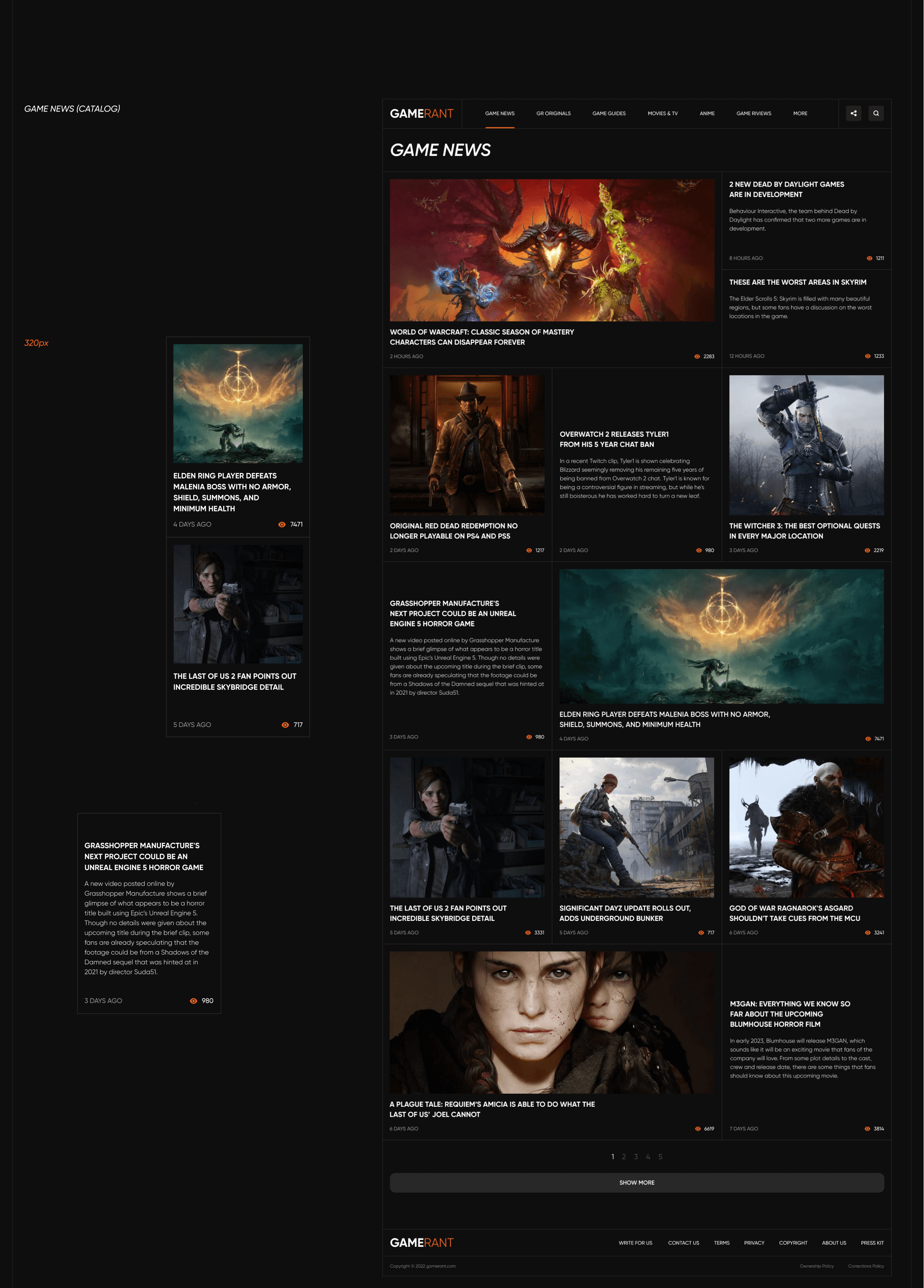 News resource GAMERANT — Изображение №5 — Интерфейсы на Dprofile