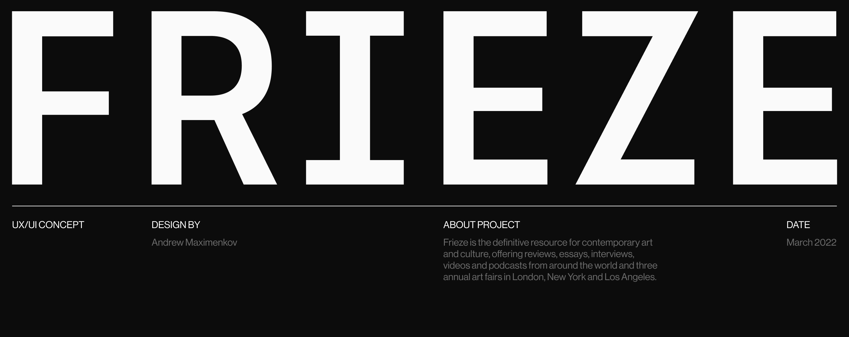 Frieze — online magazine redesign concept — Изображение №1 — Интерфейсы на Dprofile