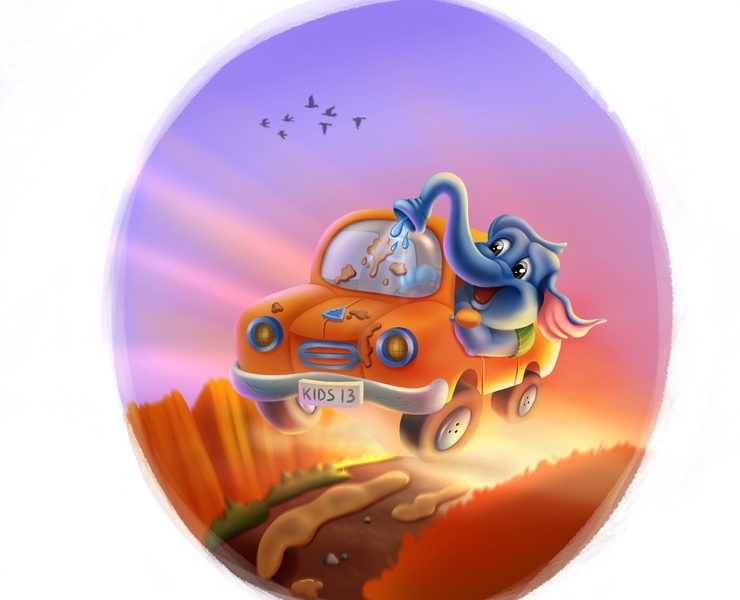 Детская иллюстрация слоник — Иллюстрация на Dprofile