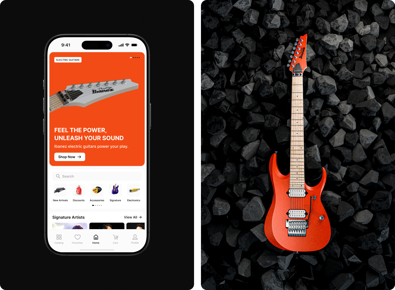 Ibanez Guitar Store App — Изображение №3 — Интерфейсы, Анимация на Dprofile