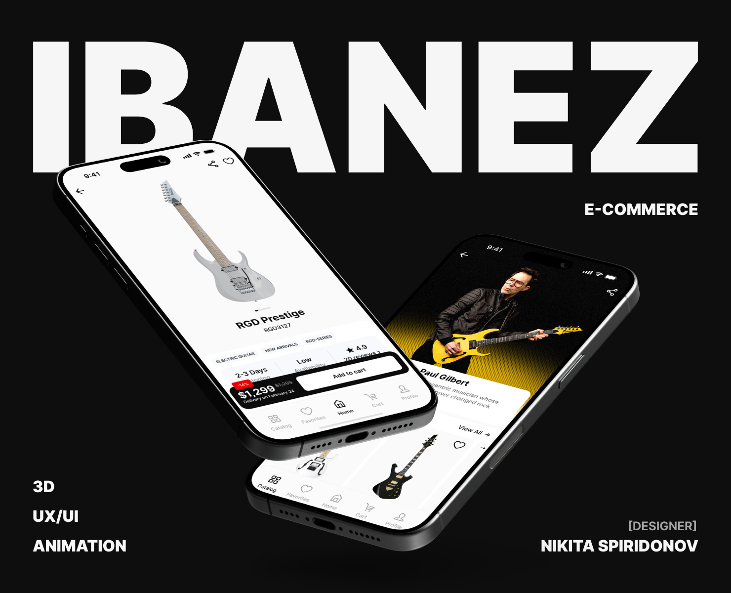 Ibanez Guitar Store App — Интерфейсы, Анимация на Dprofile