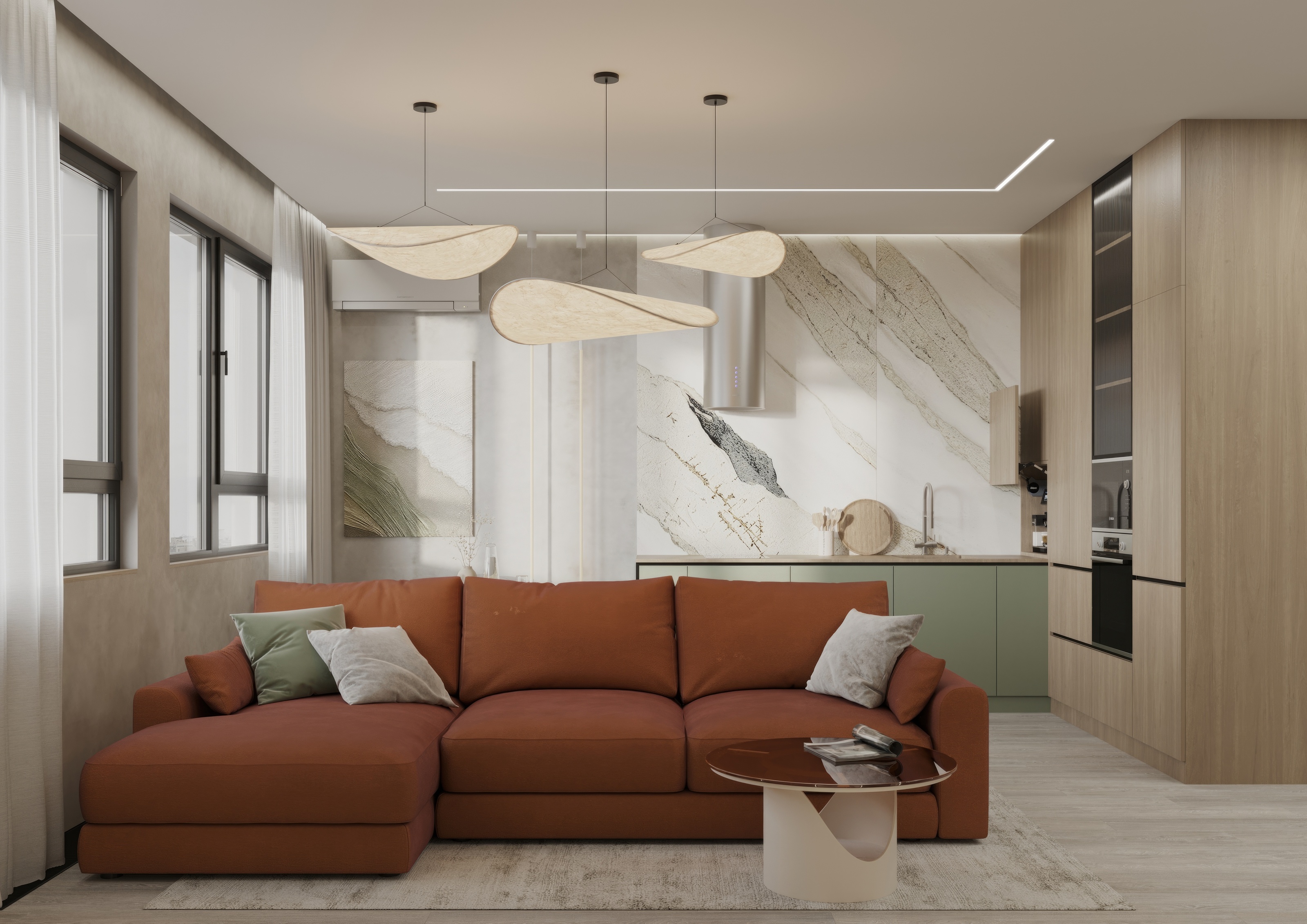 Большая кухня-гостиная из проекта ЖК Novatoria — Изображение №5 — Иллюстрация, 3D на Dprofile