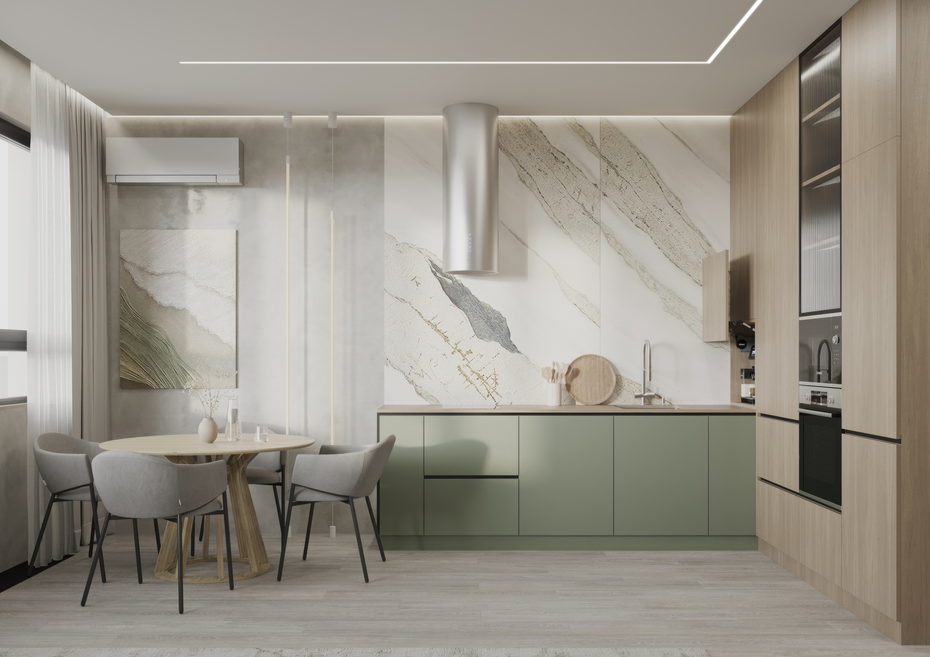 Большая кухня-гостиная из проекта ЖК Novatoria — Изображение №1 — Иллюстрация, 3D на Dprofile