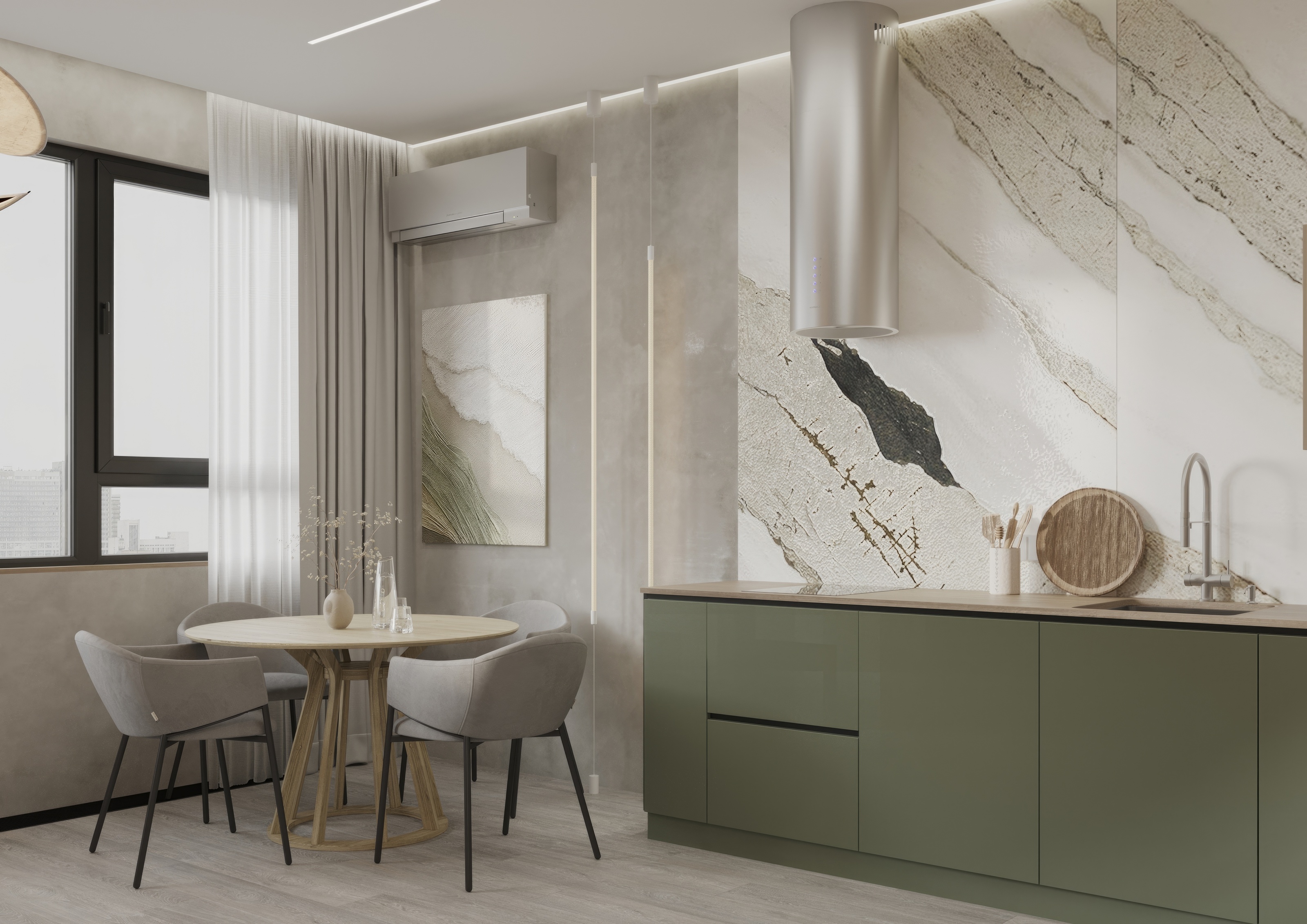 Большая кухня-гостиная из проекта ЖК Novatoria — Изображение №2 — Иллюстрация, 3D на Dprofile