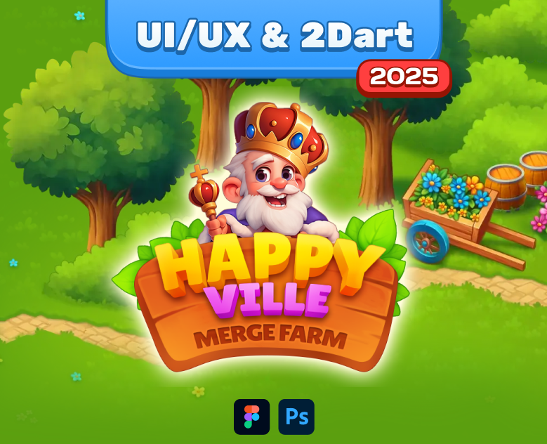 UI/UX game. HappyVille Merge Farm — Интерфейсы, Иллюстрация на Dprofile