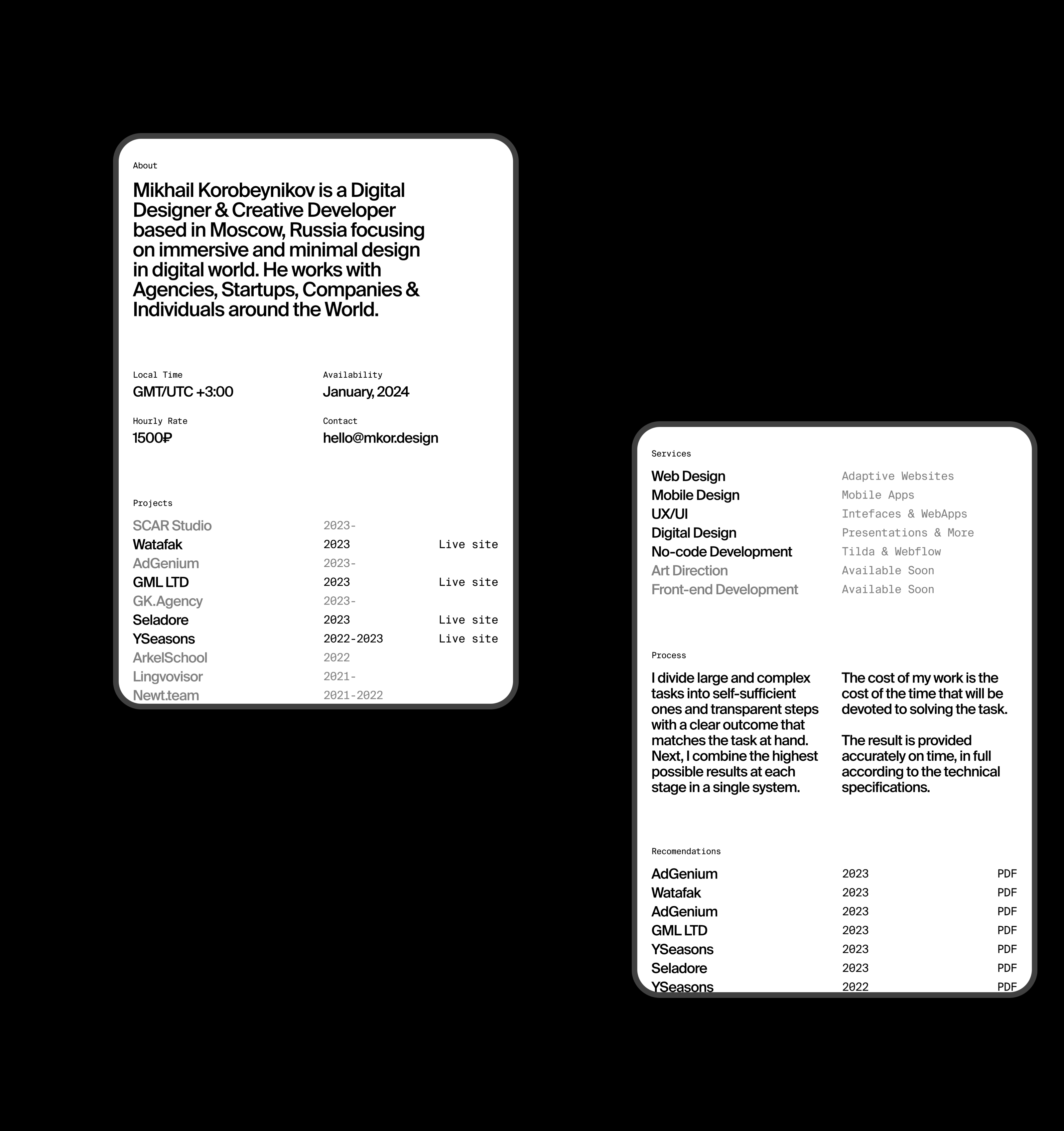 MK.D — Temporary Portfolio 2023–2024 — Изображение №5 — Интерфейсы на Dprofile