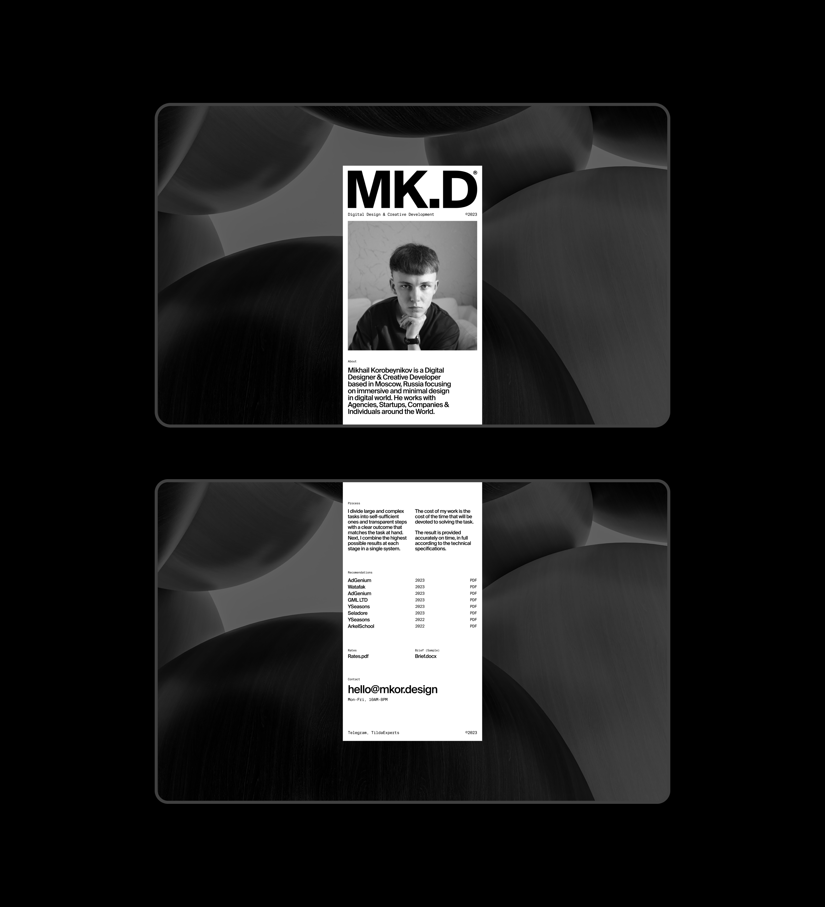 MK.D — Temporary Portfolio 2023–2024 — Изображение №3 — Интерфейсы на Dprofile