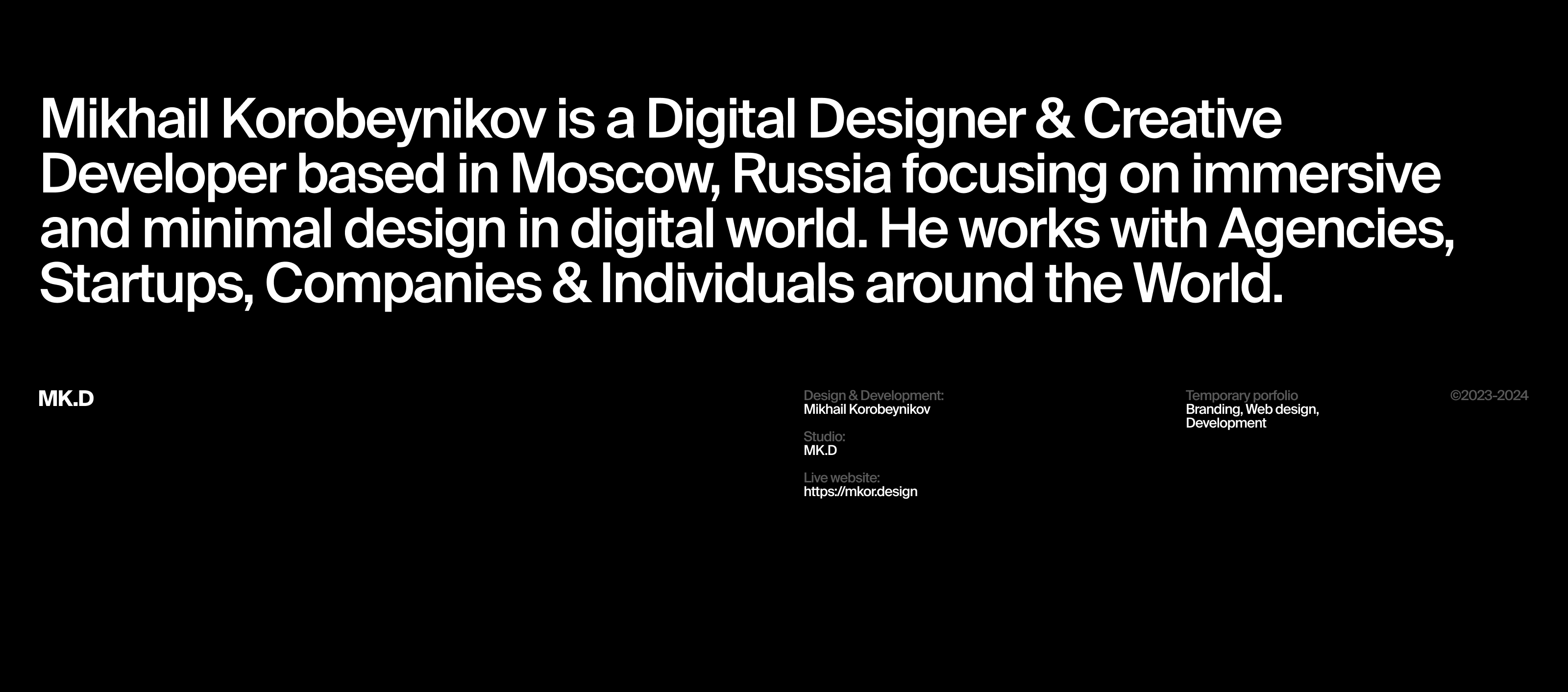 MK.D — Temporary Portfolio 2023–2024 — Изображение №8 — Интерфейсы на Dprofile