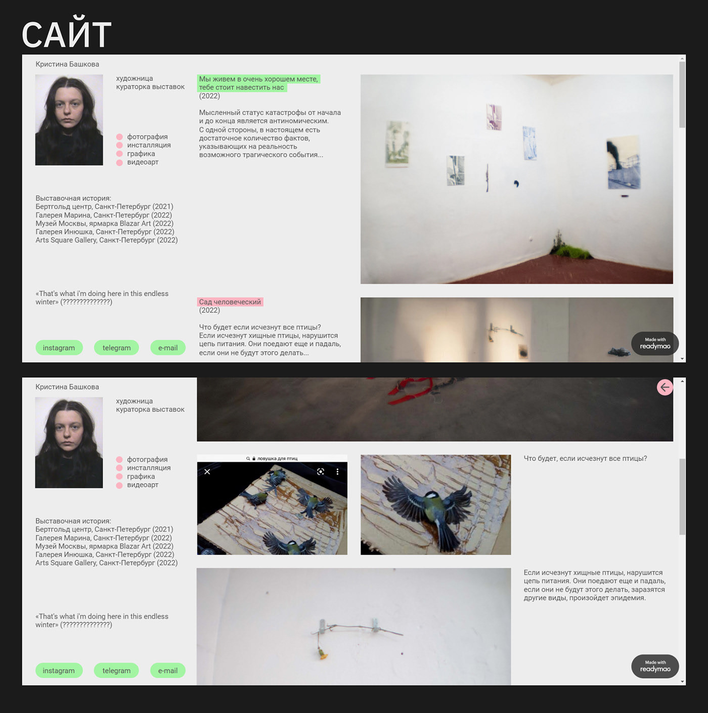 Сайт-портфолио для художницы — Изображение №4 — Интерфейсы, Графика на Dprofile