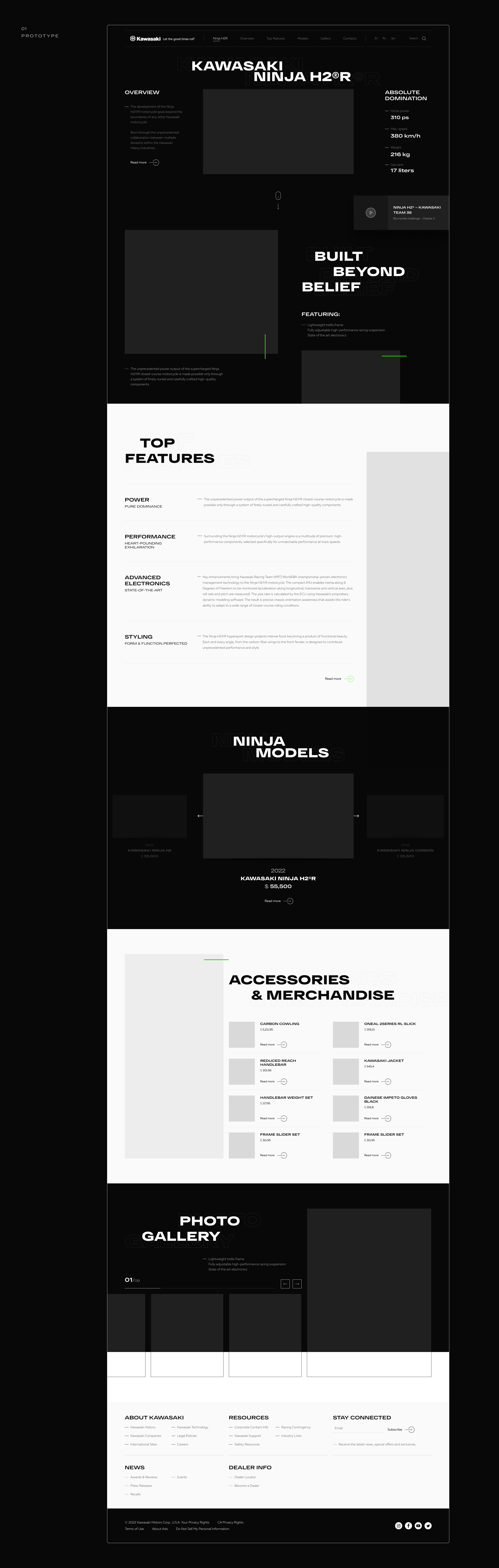 Concept Kawasaki H2R landing page — Изображение №3 — Интерфейсы, Брендинг, Графика на Dprofile