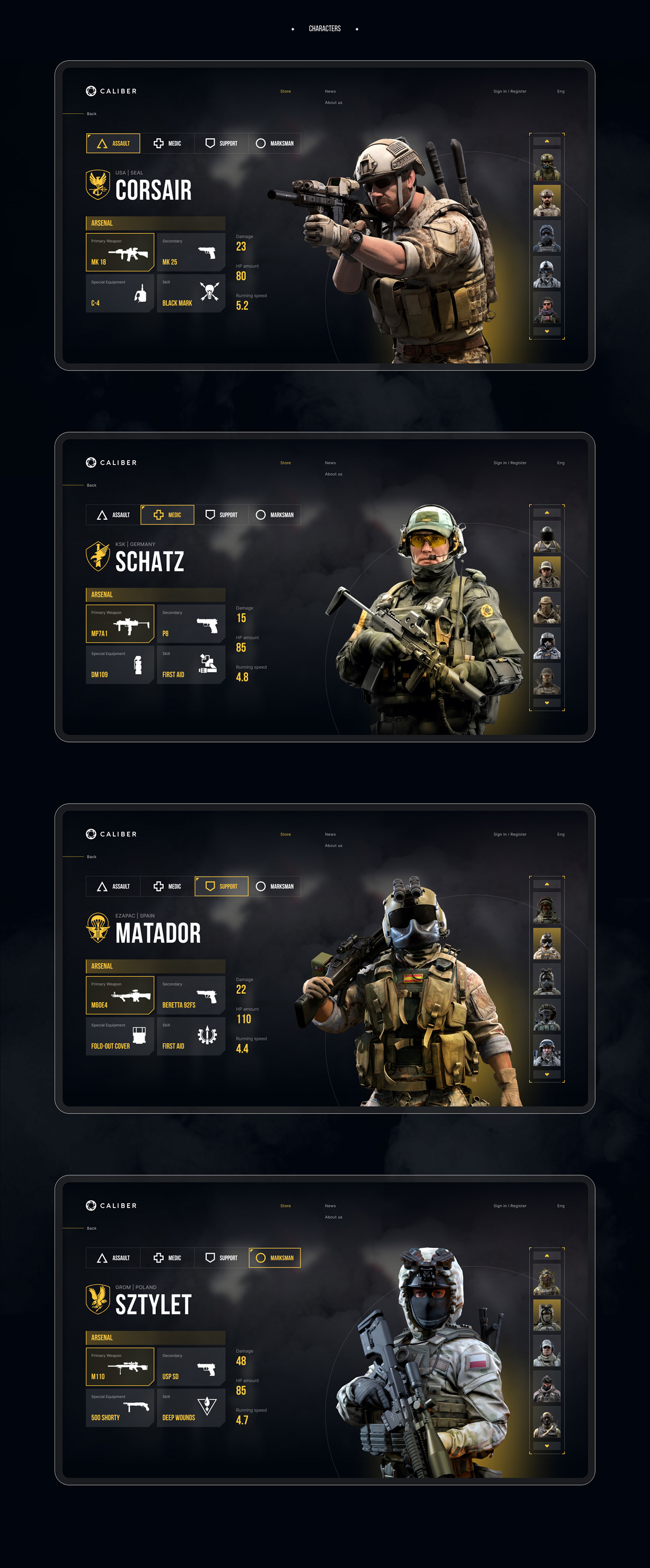 Caliber | UX/UI Concept | — Изображение №5 — Маркетинг, Интерфейсы на Dprofile