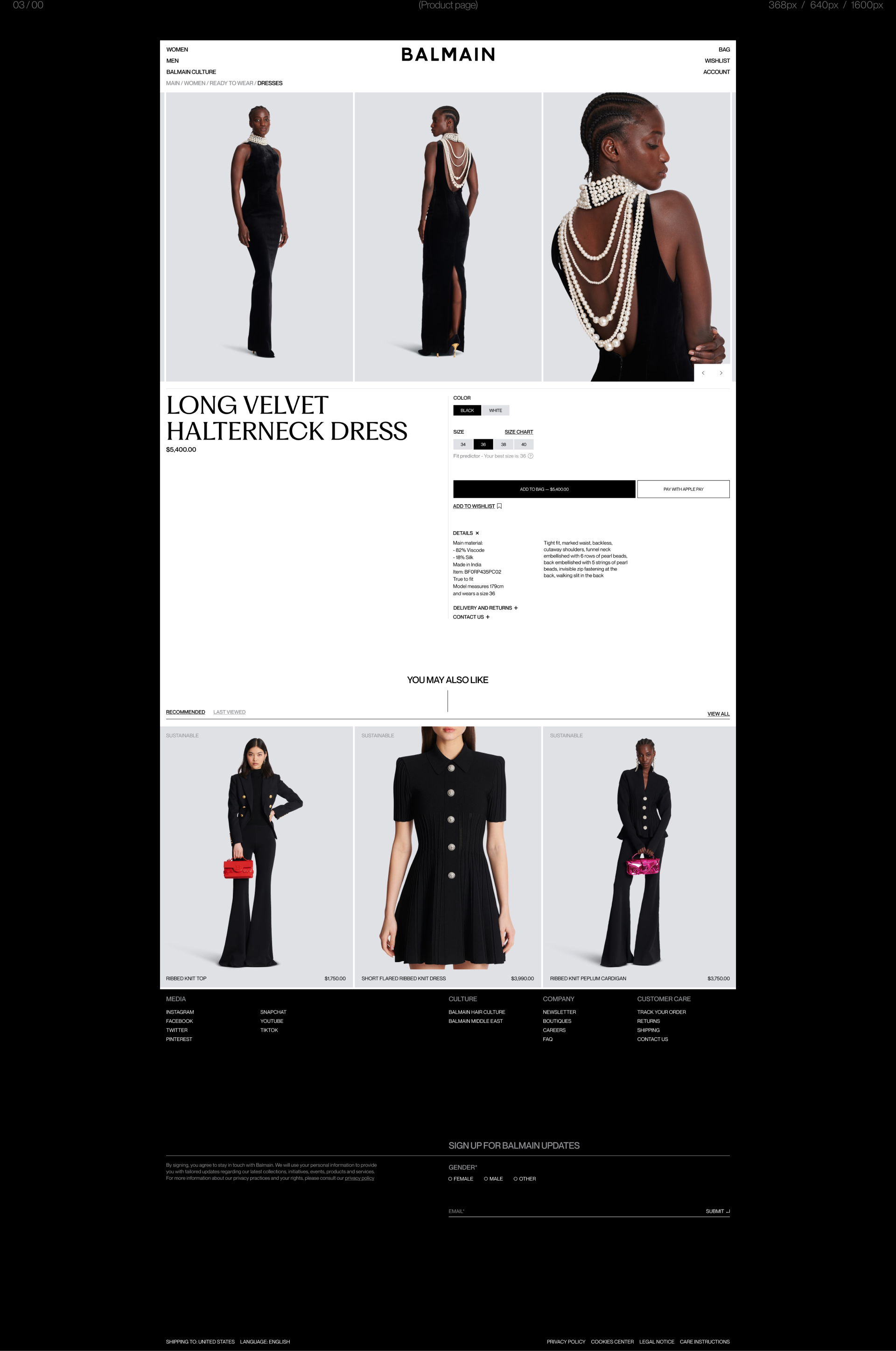 Balmain | E-commerce — Изображение №6 — Интерфейсы, Брендинг на Dprofile