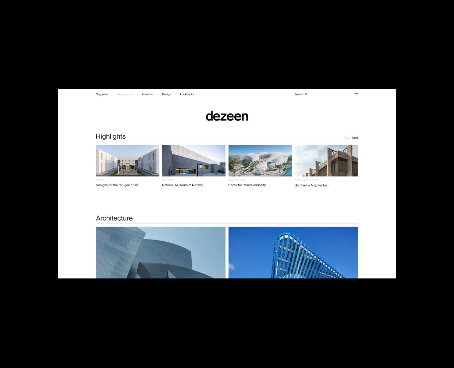 Dezeen | Новостной сайт на Dprofile
