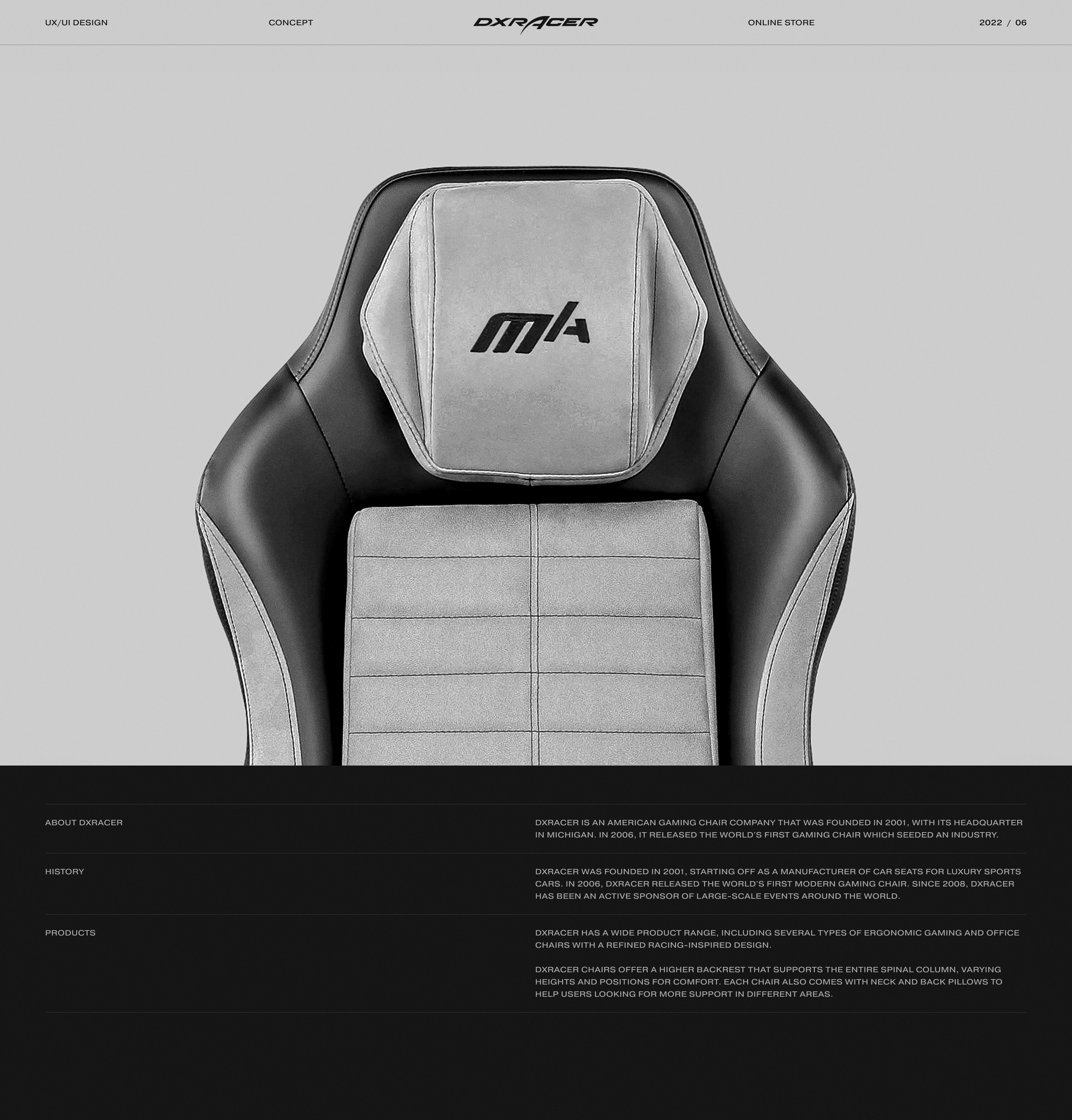 DXRacer | Интернет-магазин — Изображение №1 — Интерфейсы, Анимация на Dprofile