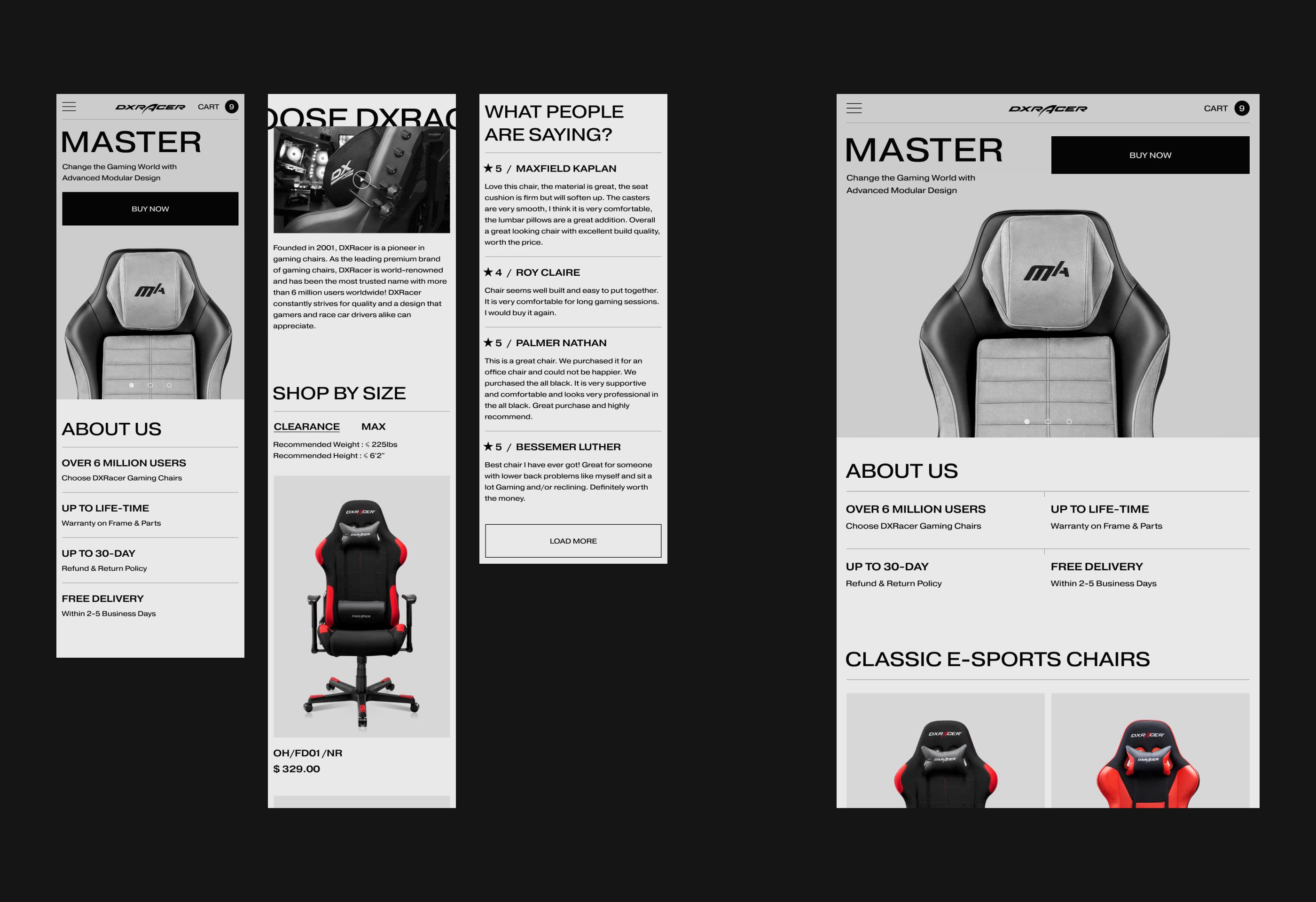 DXRacer | Интернет-магазин — Изображение №3 — Интерфейсы, Анимация на Dprofile