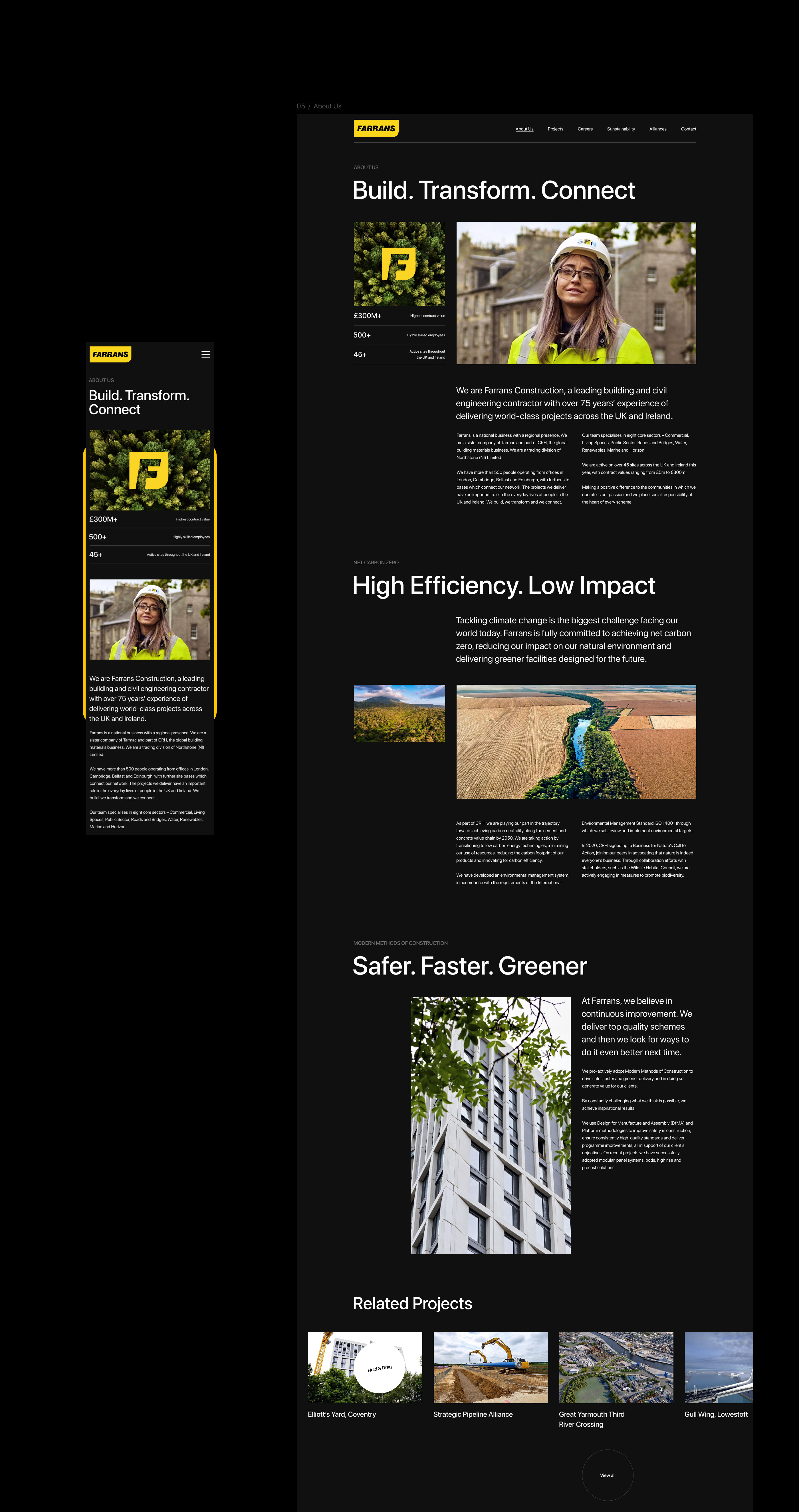 Farrans | Корпоративный сайт — Изображение №9 — Интерфейсы, Анимация на Dprofile