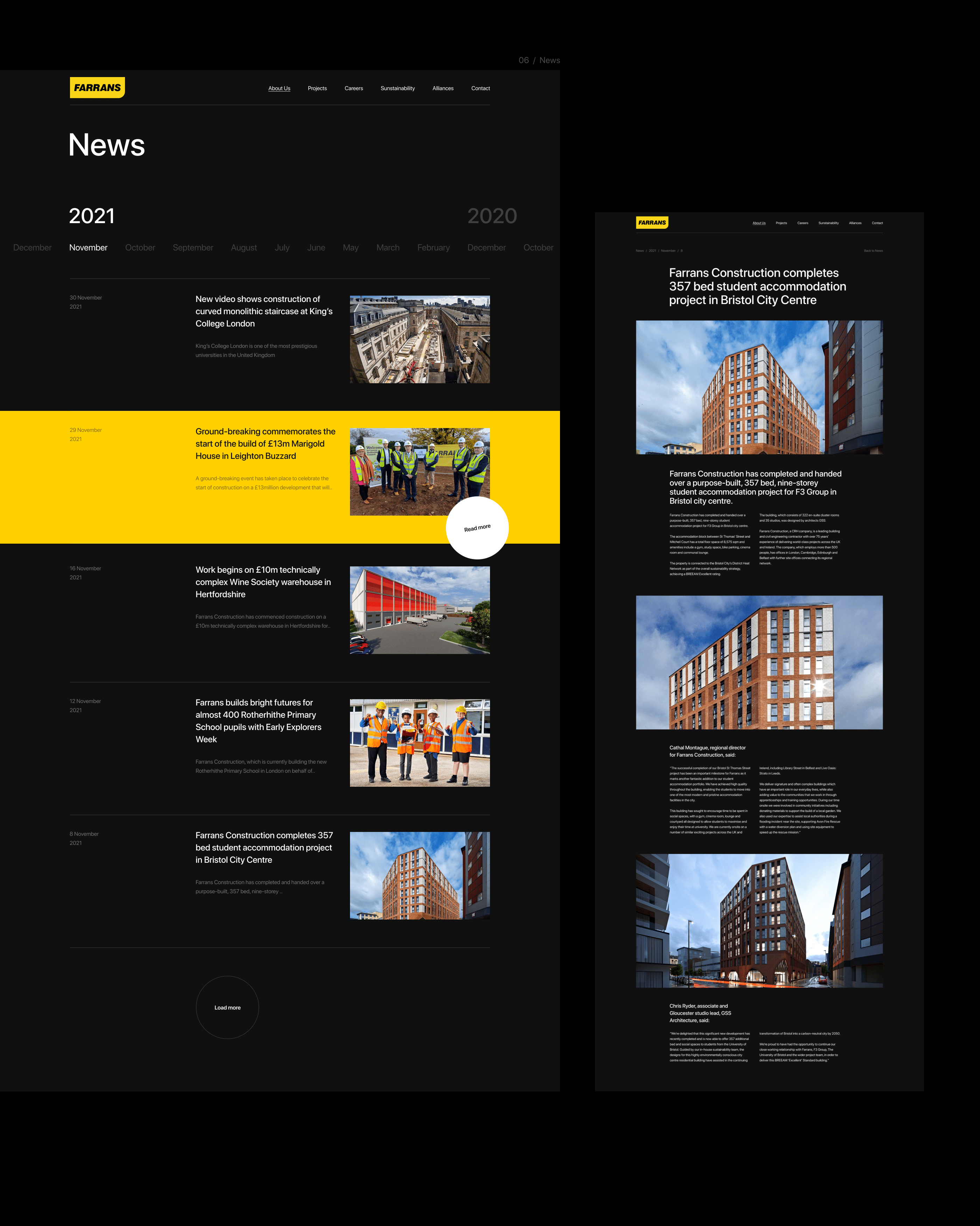 Farrans | Корпоративный сайт — Изображение №11 — Интерфейсы, Анимация на Dprofile