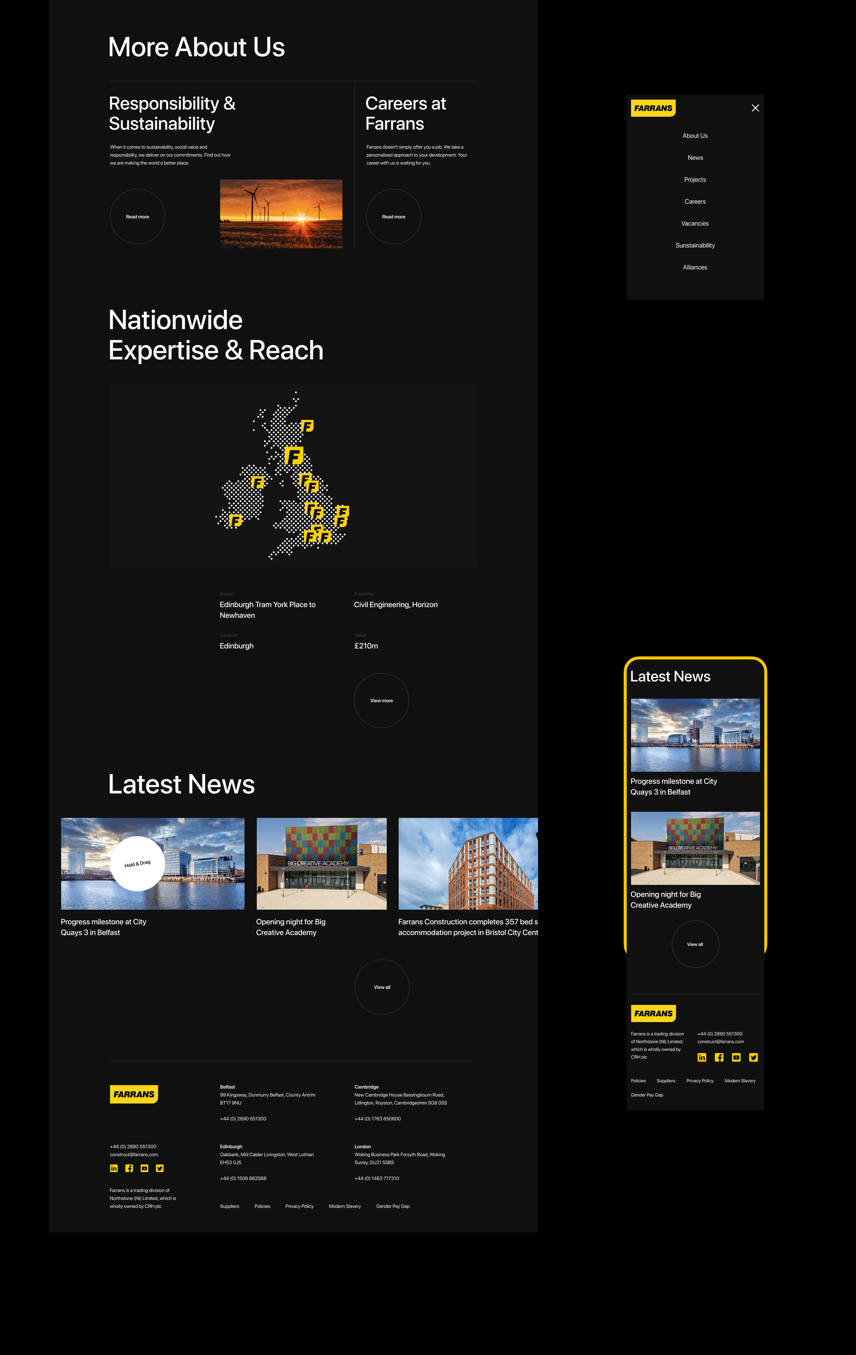 Farrans | Корпоративный сайт — Изображение №3 — Интерфейсы, Анимация на Dprofile