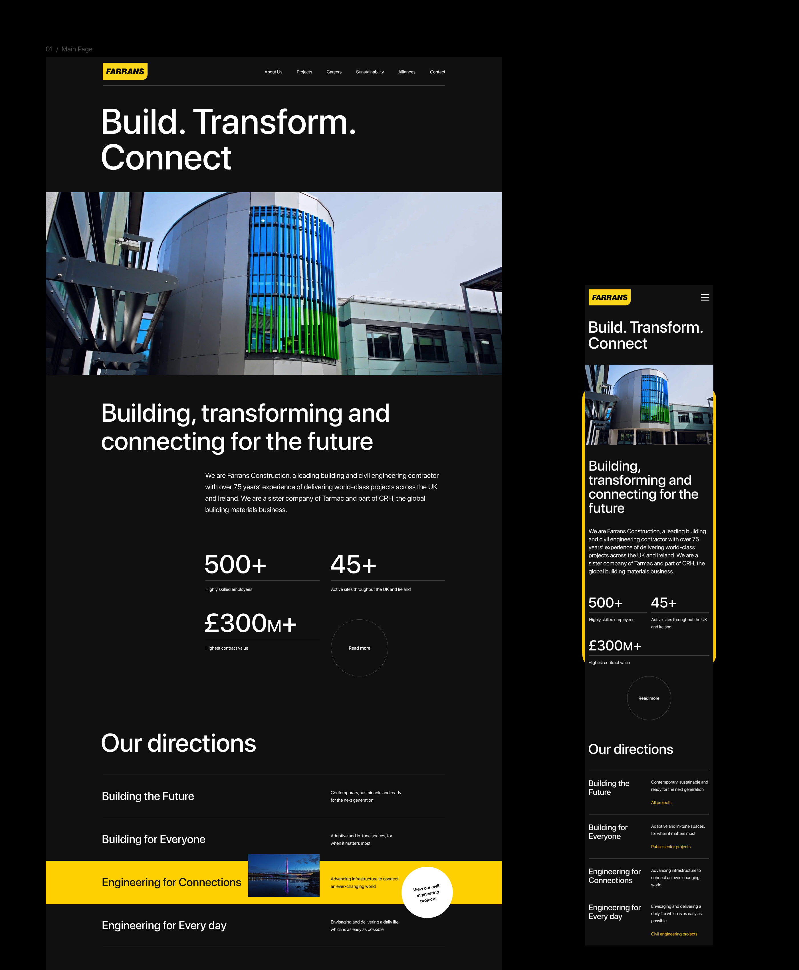 Farrans | Корпоративный сайт — Изображение №2 — Интерфейсы, Анимация на Dprofile