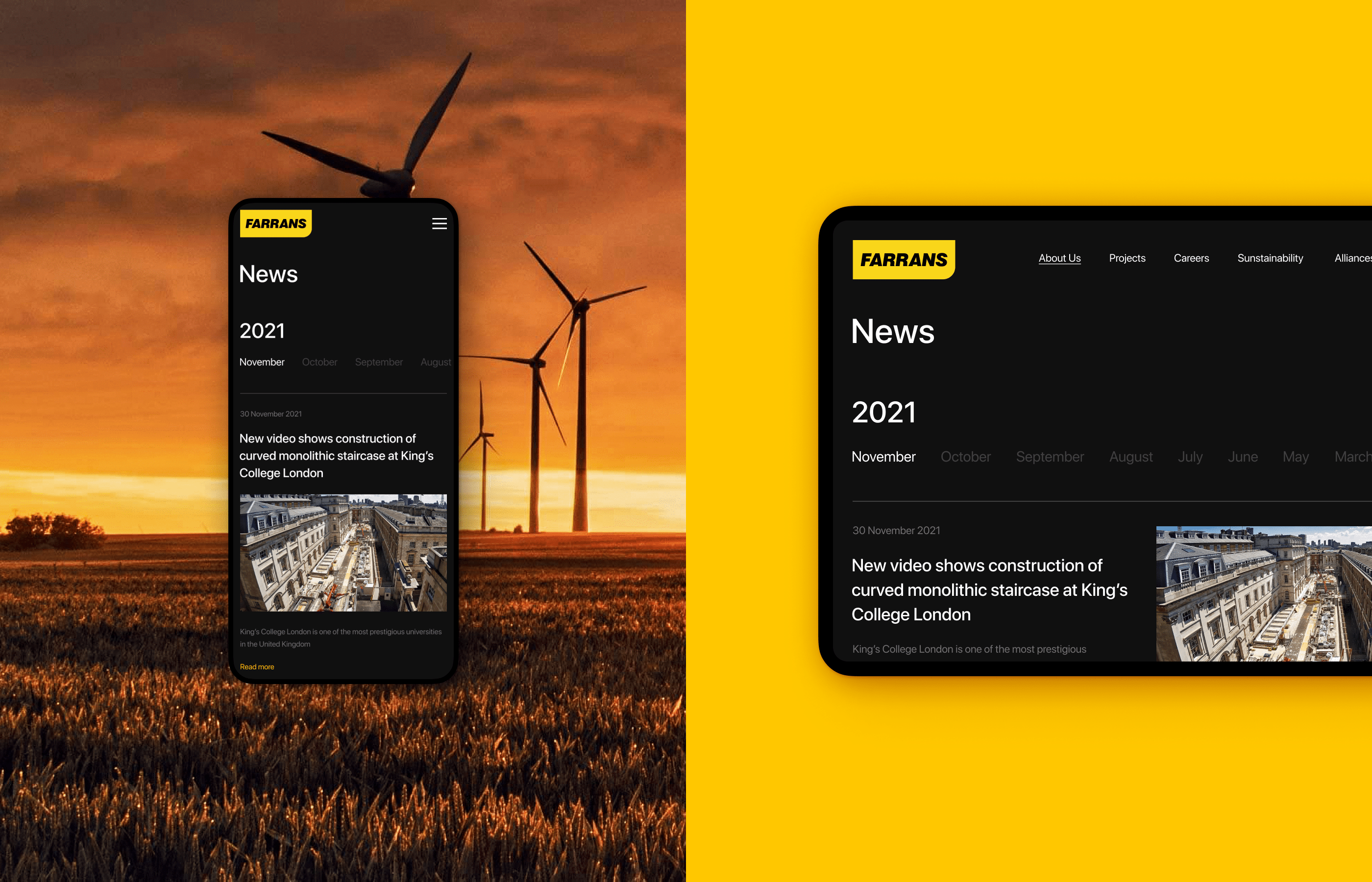 Farrans | Корпоративный сайт — Изображение №12 — Интерфейсы, Анимация на Dprofile