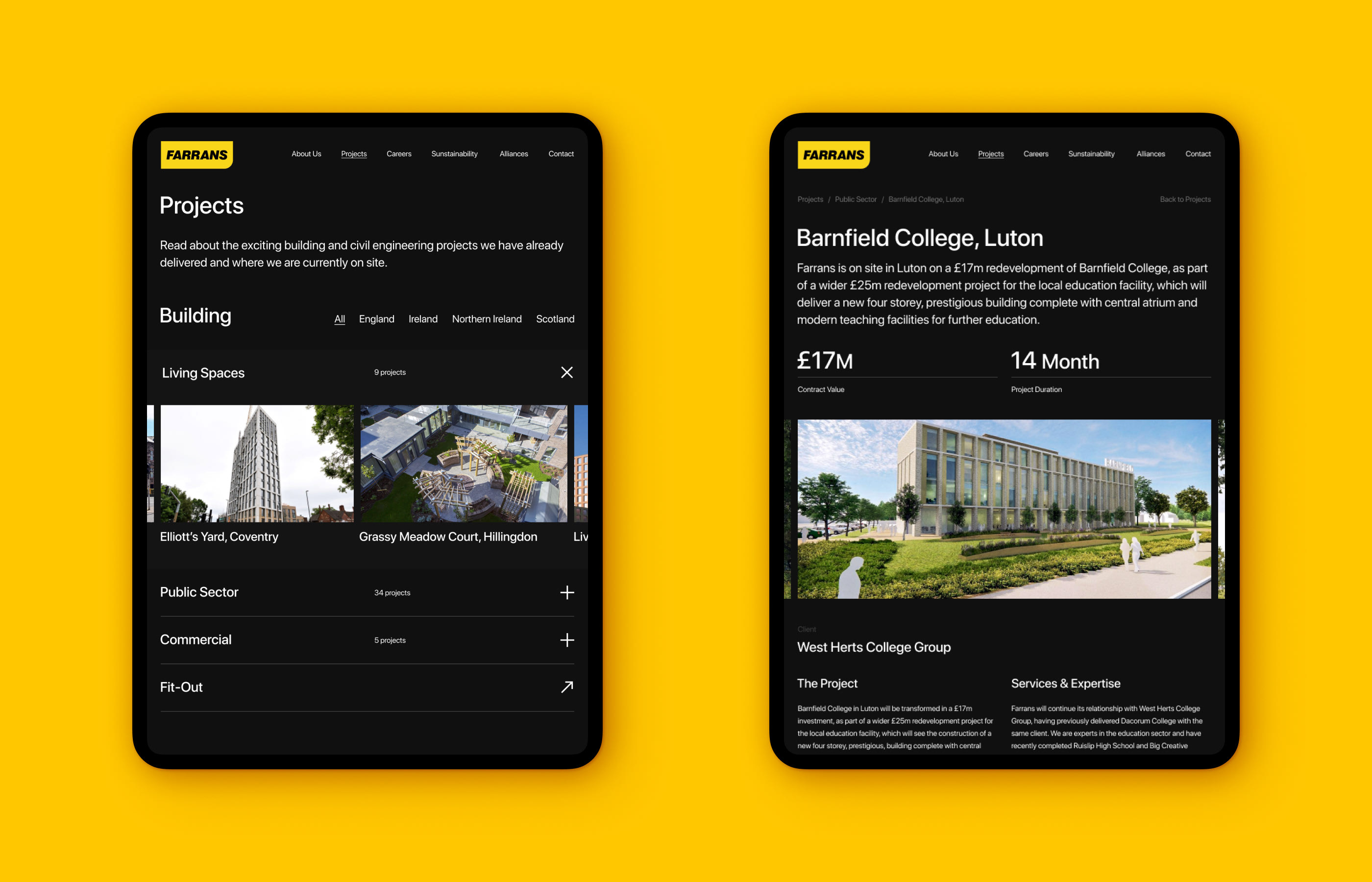 Farrans | Корпоративный сайт — Изображение №8 — Интерфейсы, Анимация на Dprofile
