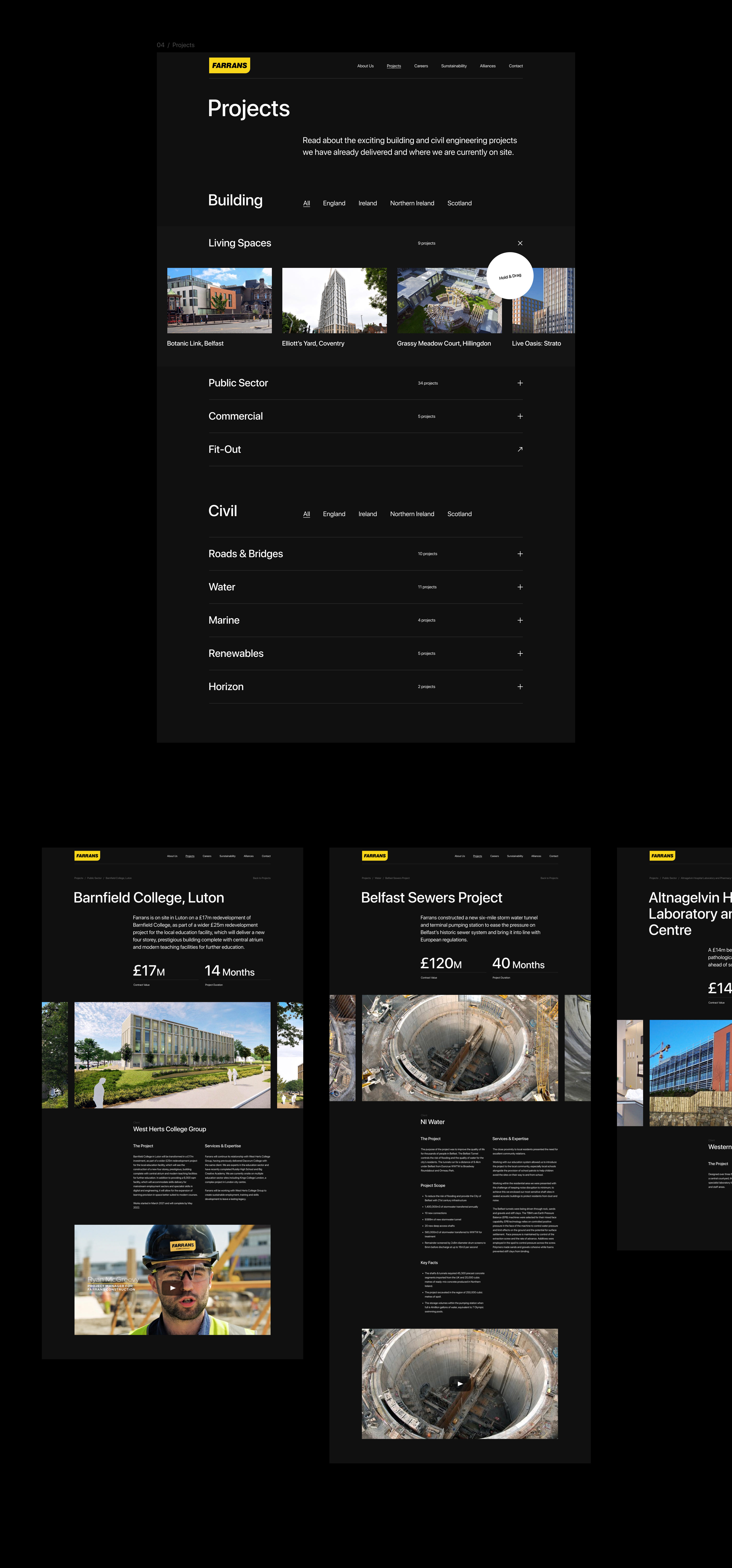 Farrans | Корпоративный сайт — Изображение №7 — Интерфейсы, Анимация на Dprofile