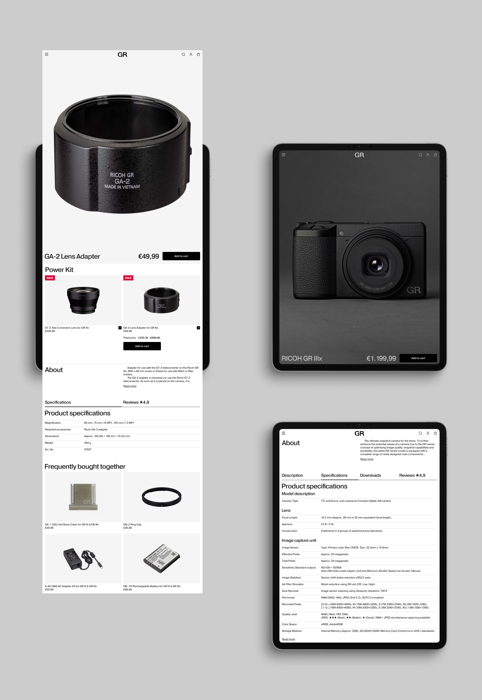 Ricoh GR | Интернет-магазин — Изображение №11 — Интерфейсы, Анимация на Dprofile