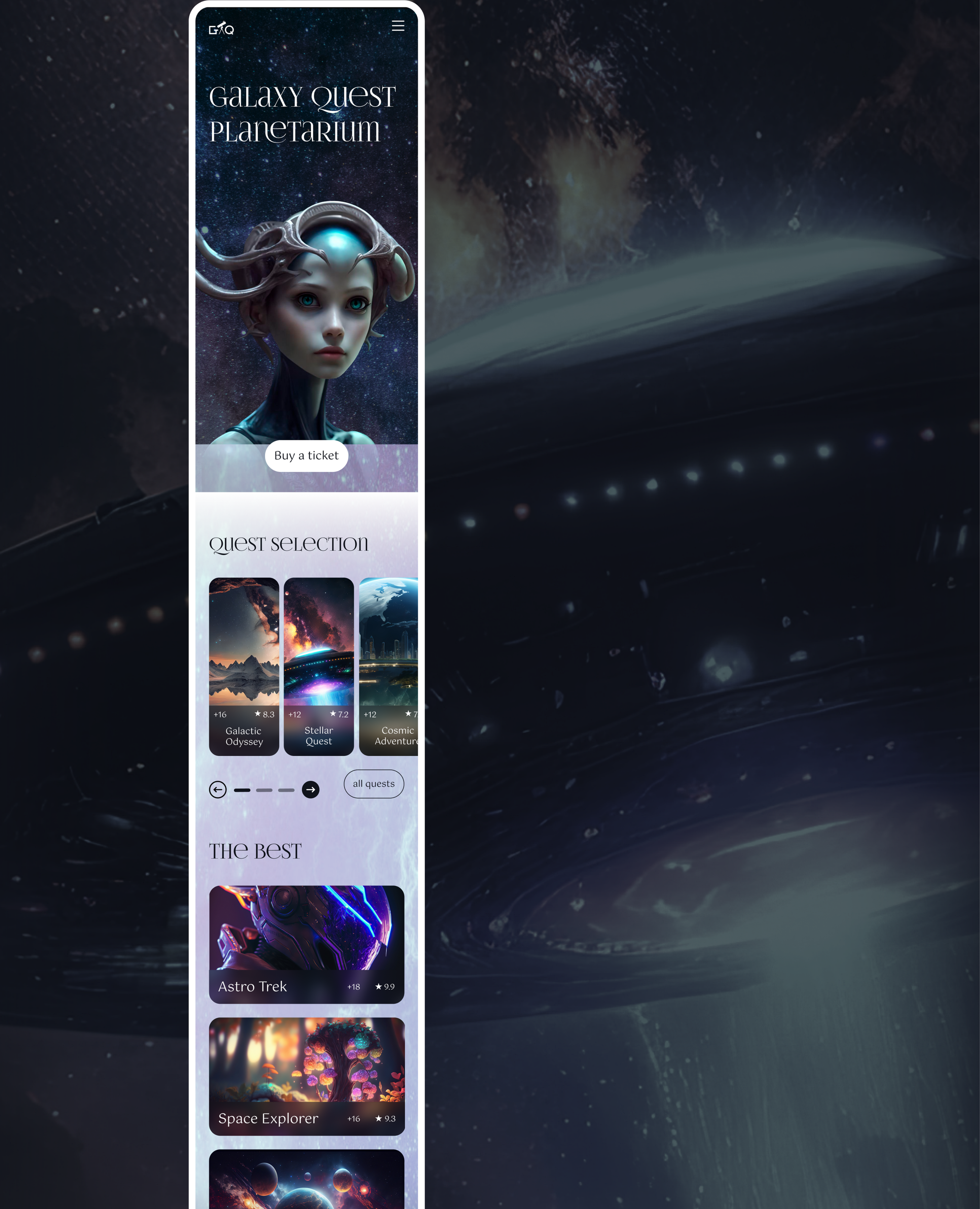 Galaxy Quest Planetarium / LANDING PAGE — Изображение №7 — Интерфейсы на Dprofile