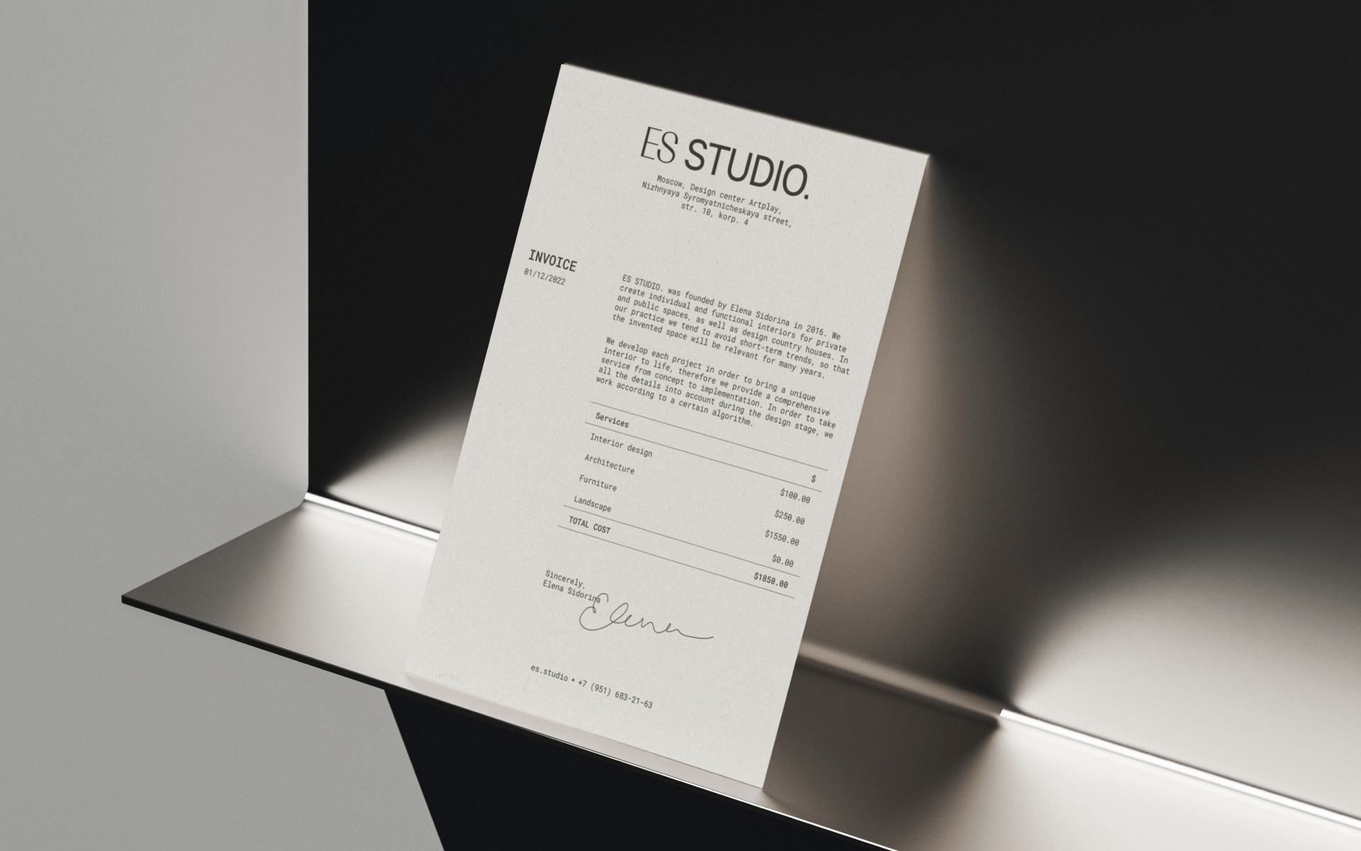 ES STUDIO. VISUAL IDENTITY & WEB DESIGN — Изображение №3 — Интерфейсы, Брендинг на Dprofile
