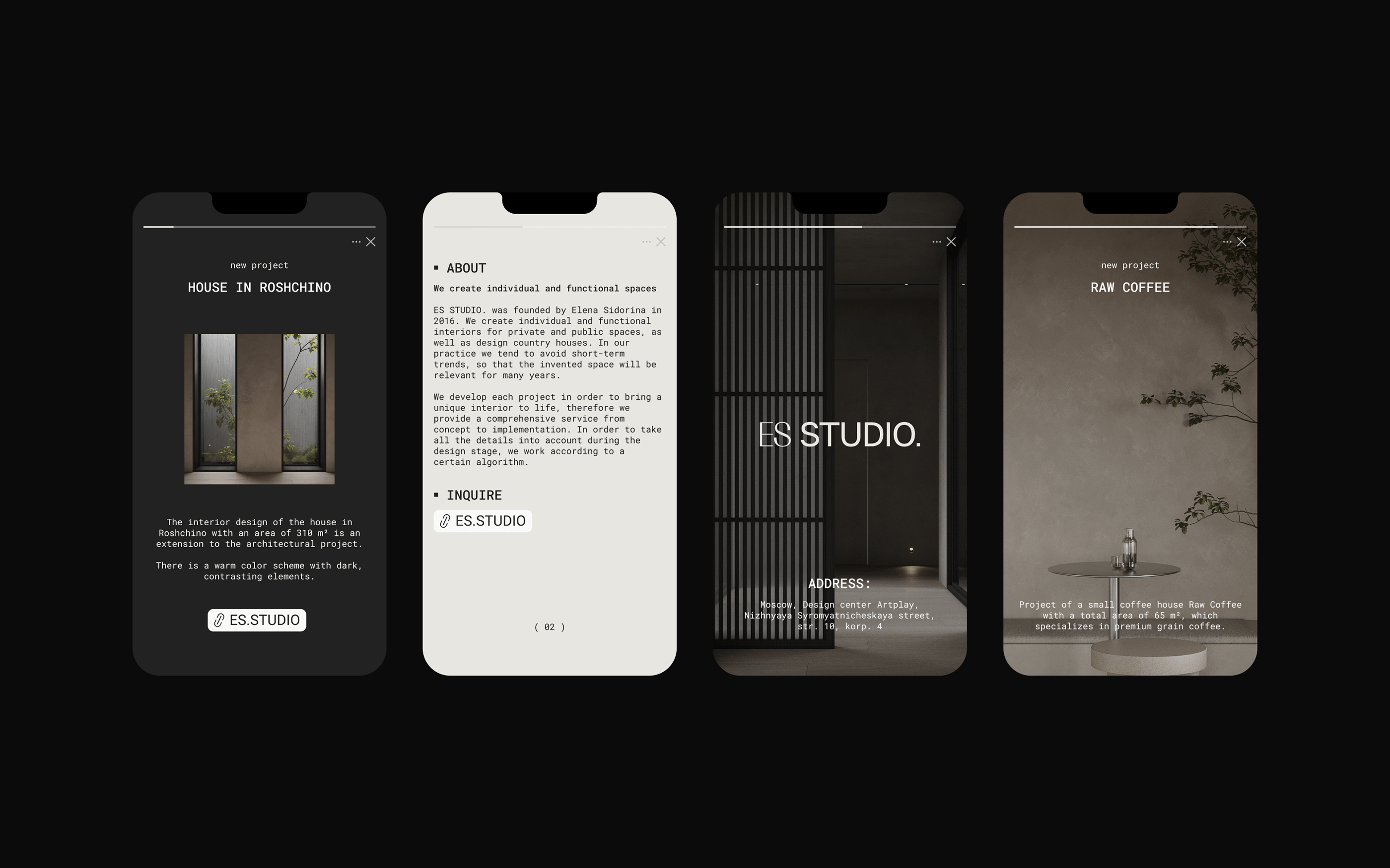 ES STUDIO. VISUAL IDENTITY & WEB DESIGN — Изображение №7 — Интерфейсы, Брендинг на Dprofile