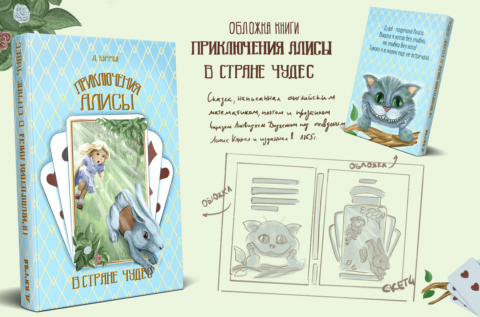 Иллюстрации для обложки книги "Алиса в стране чудес" — Изображение №1 — Иллюстрация, Графика на Dprofile