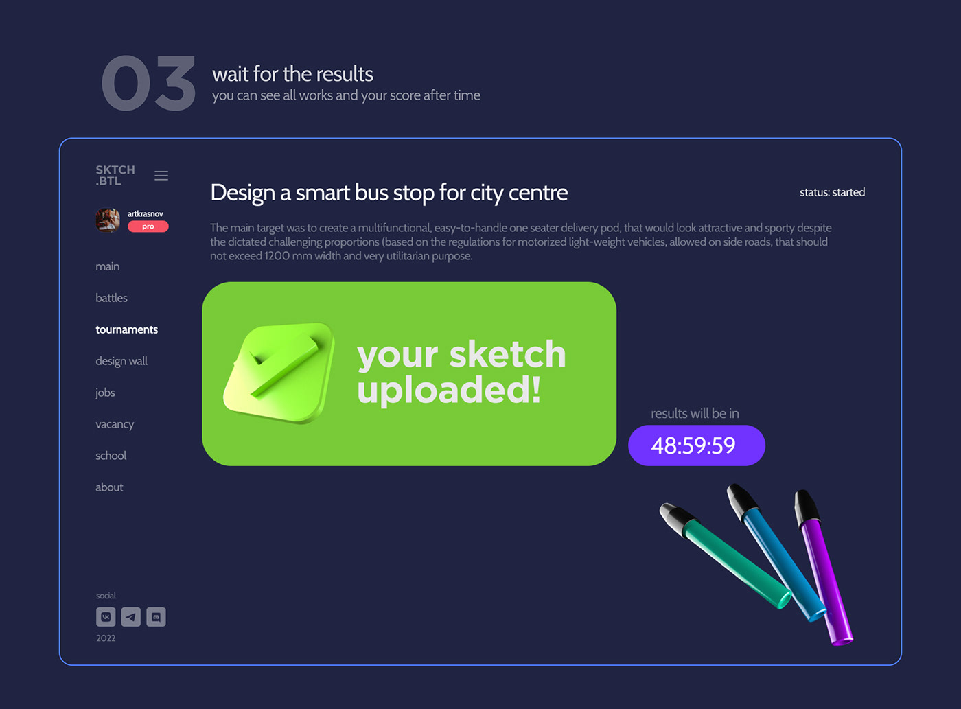 SKTCH.BTL design battles service — Изображение №9 — Интерфейсы на Dprofile
