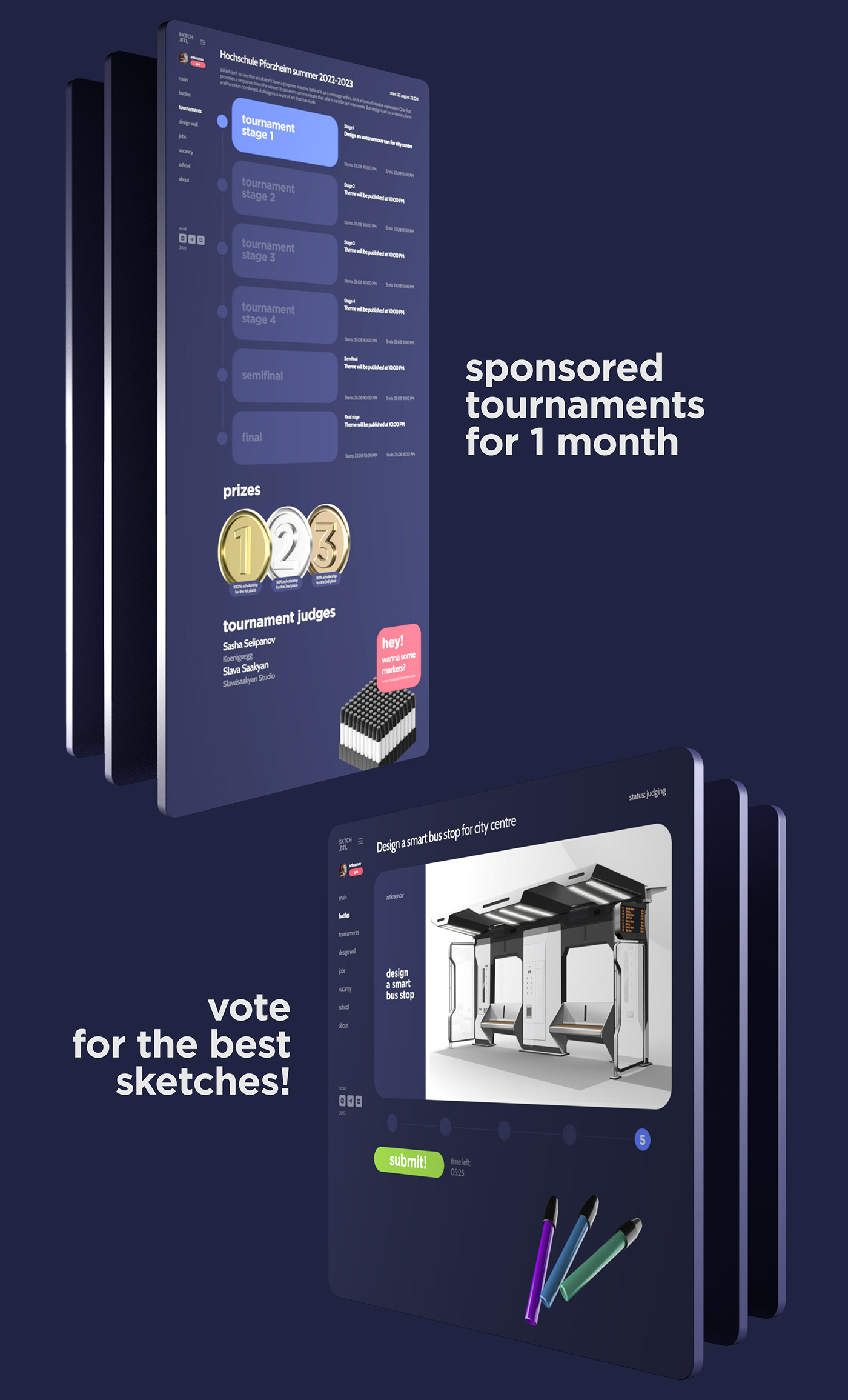 SKTCH.BTL design battles service — Изображение №5 — Интерфейсы на Dprofile
