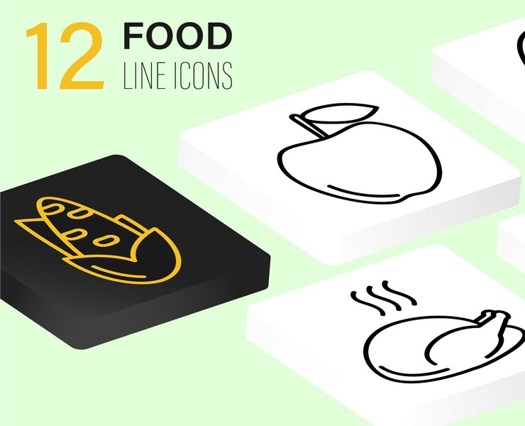 12 Food Line Icons на Dprofile