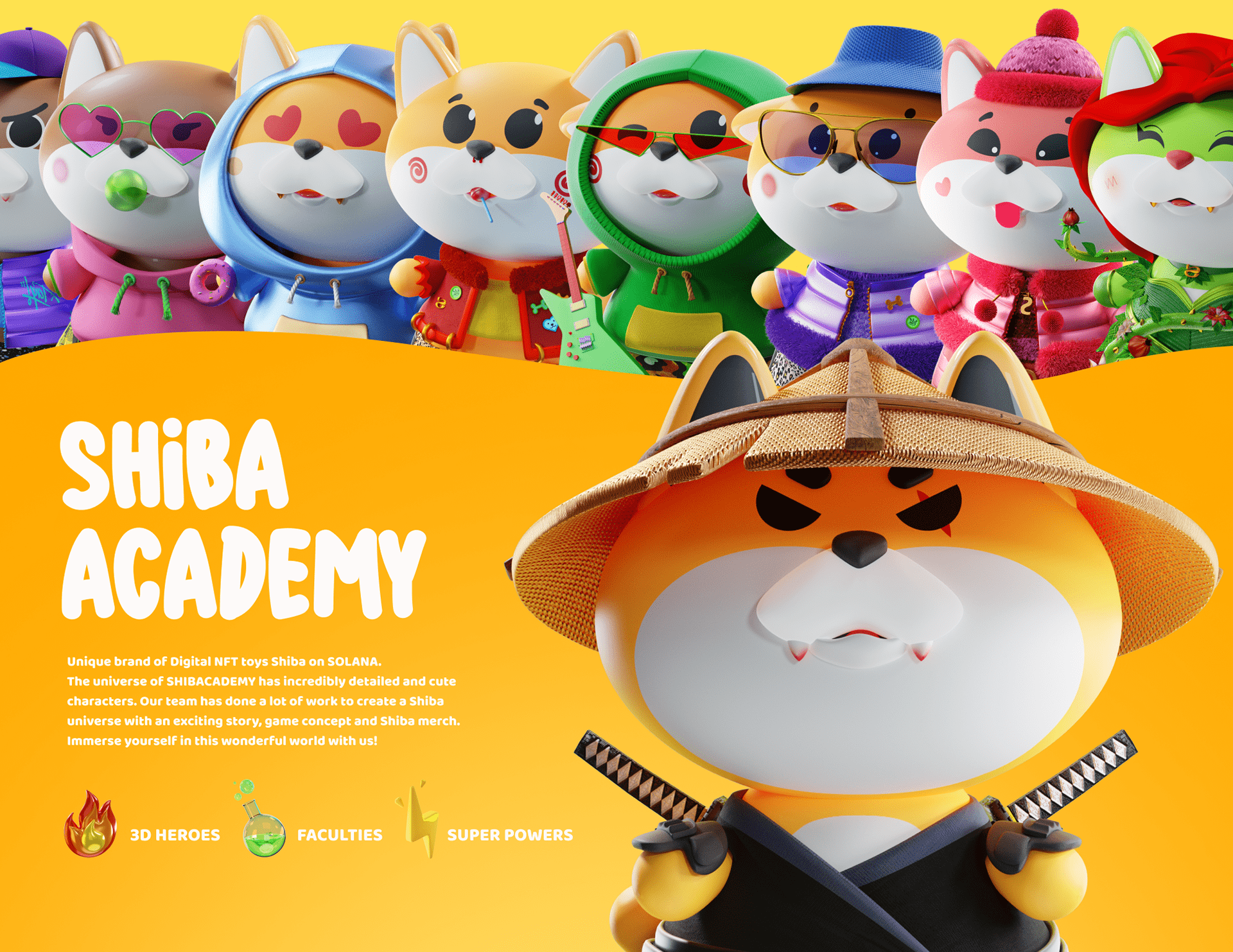 Shibacademy NFT collection — Изображение №1 — Графика, 3D, Анимация на Dprofile