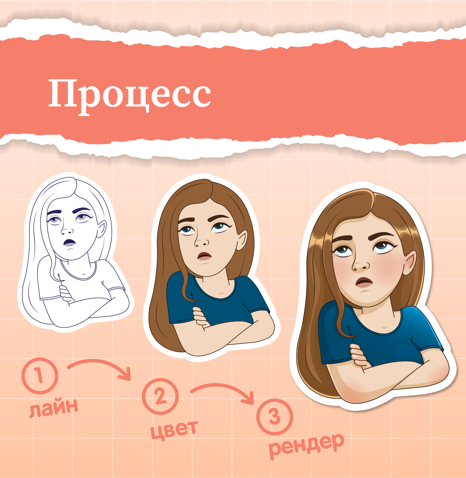 Персональный стикерпак. Портретные стикеры. — Изображение №4 — Брендинг, Иллюстрация на Dprofile