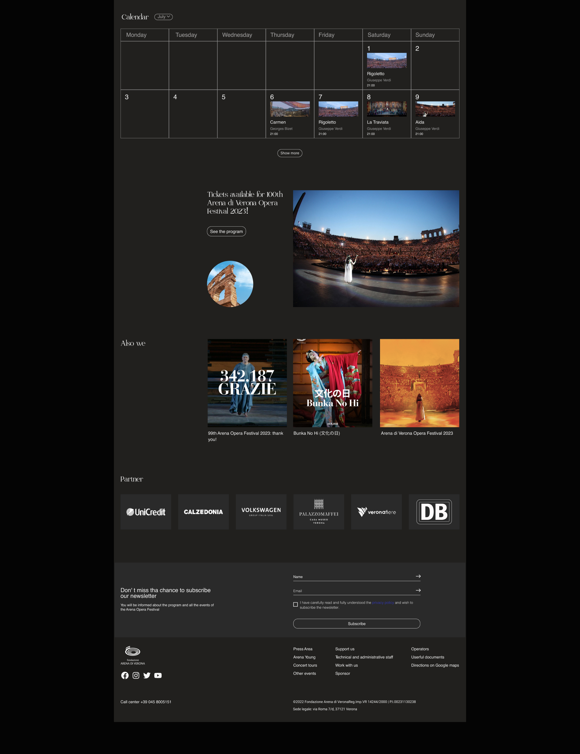 ARENA DI VERONA OPERA FESTIVAL | Corporate website — Изображение №3 — Интерфейсы на Dprofile