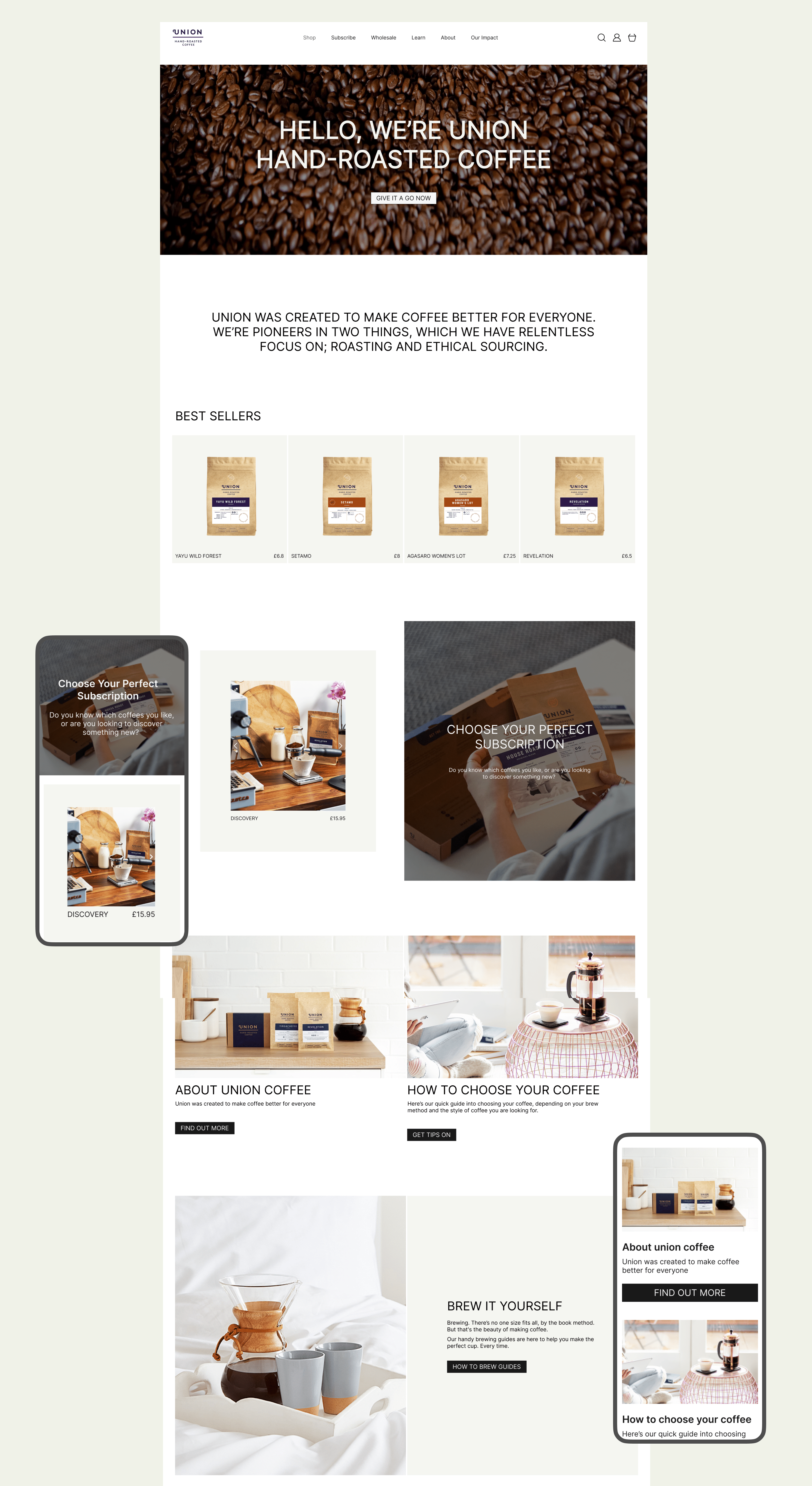 Union Hand-Roasted Coffee | E-commers redesign concept — Изображение №3 — Интерфейсы на Dprofile