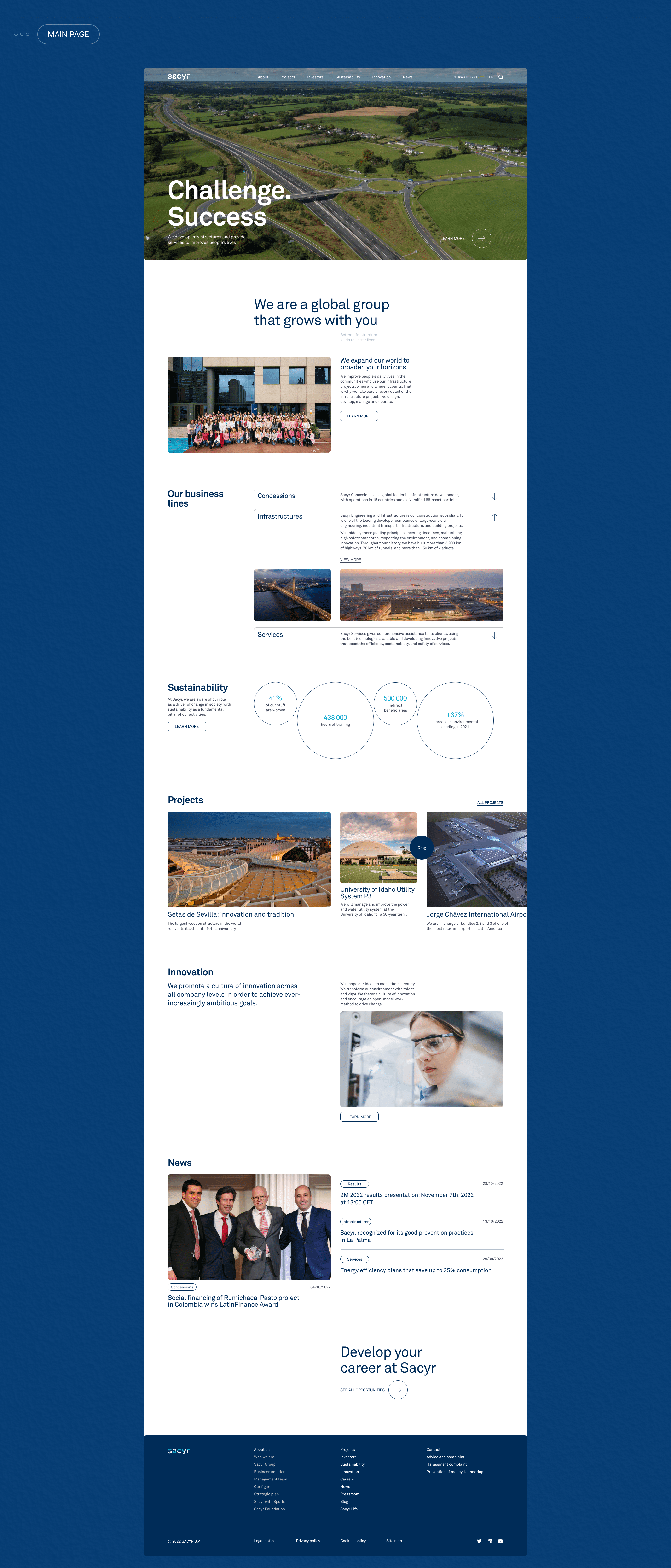 Sacyr | Corporate website redesign — Изображение №2 — Интерфейсы на Dprofile