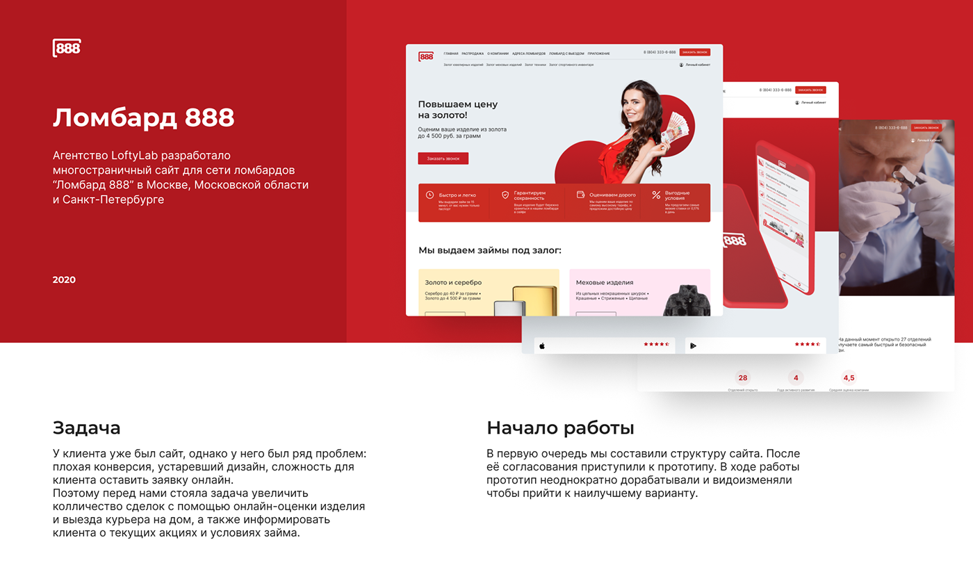 Сайт для Ломбард 888 — Изображение №1 — Интерфейсы, Маркетинг на Dprofile