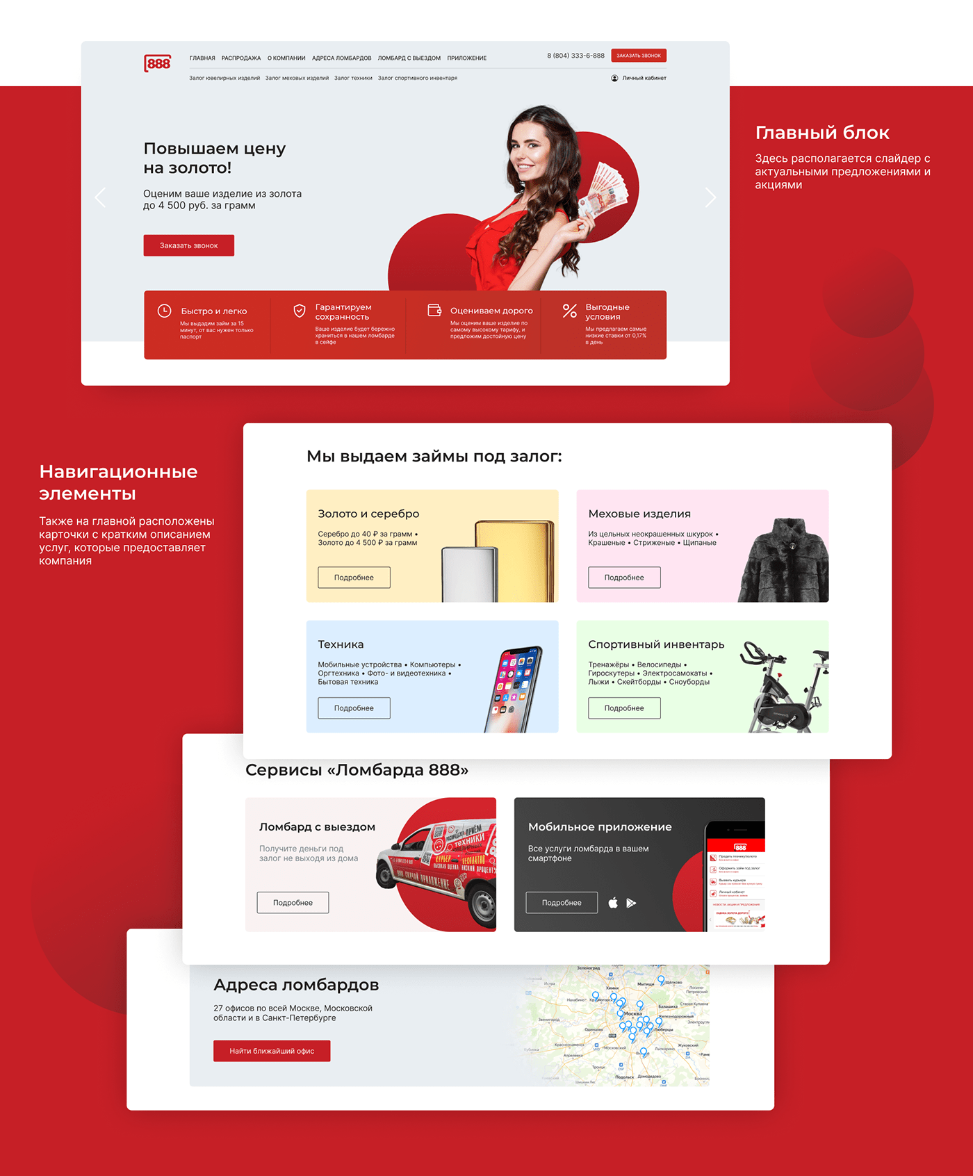Сайт для Ломбард 888 — Изображение №4 — Интерфейсы, Маркетинг на Dprofile