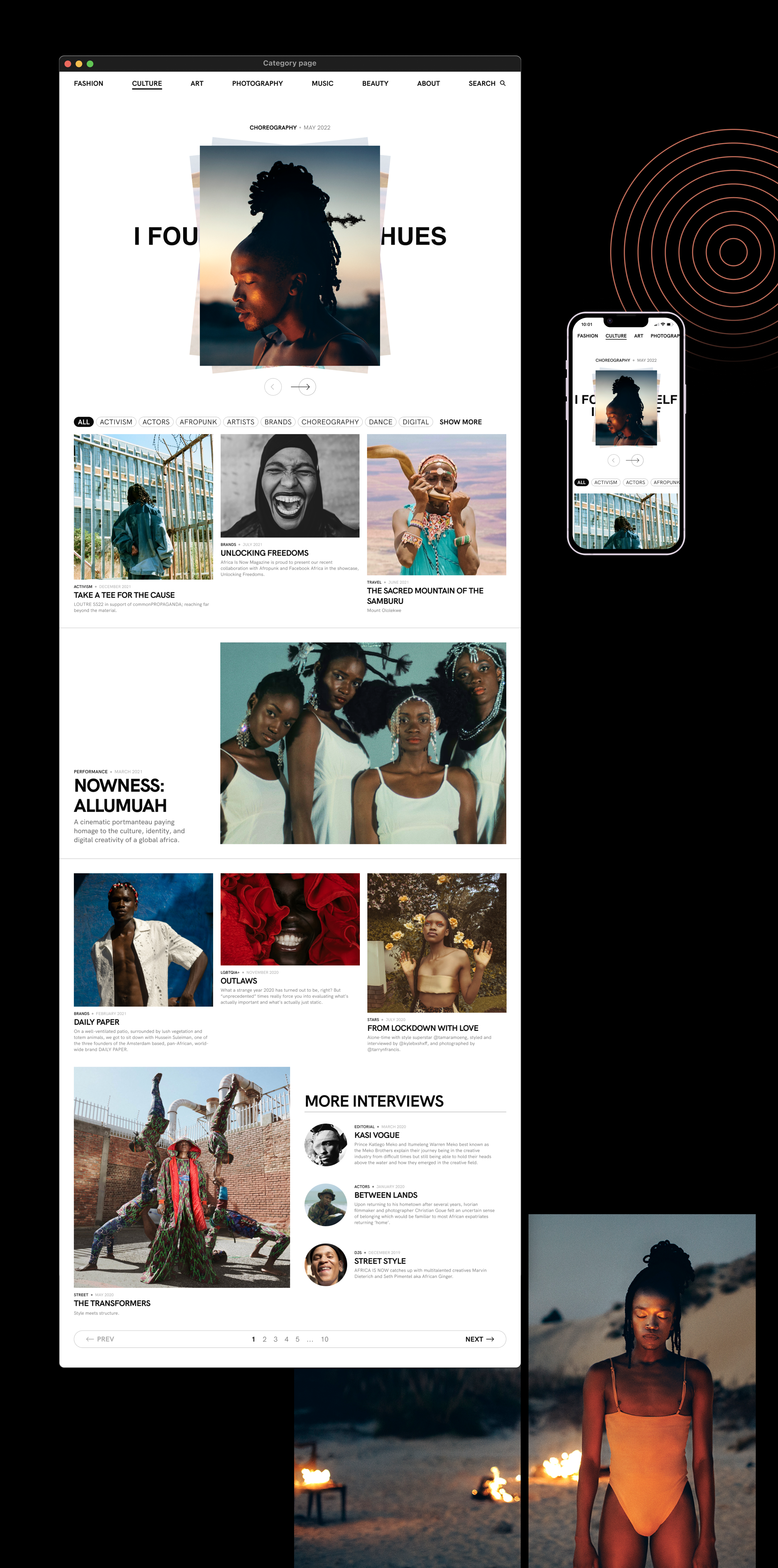 AFRICA IS NOW MAGAZINE WEBSITE CONCEPT — Изображение №5 — Интерфейсы на Dprofile