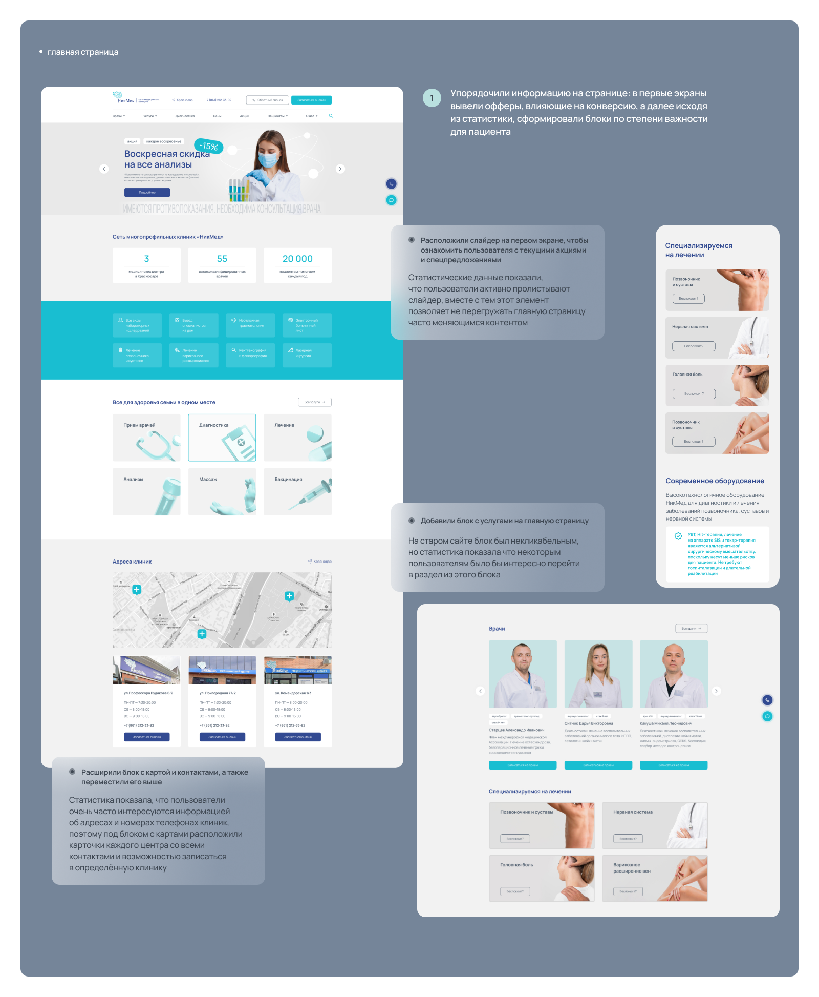 НикМед | Корпоративный сайт сети медицинских клиник — Изображение №9 — Интерфейсы на Dprofile