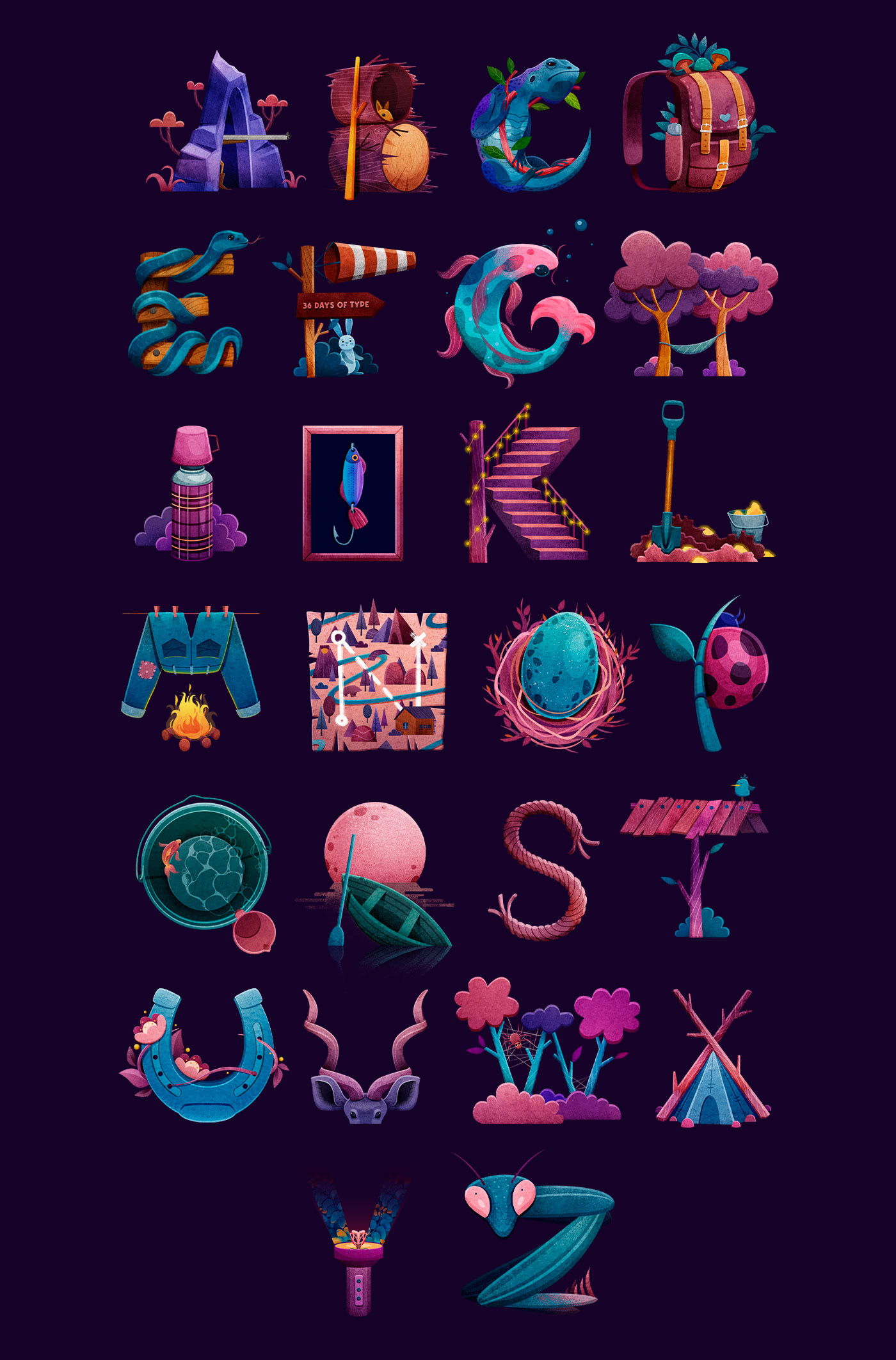 Alphabet "Forest"/36 Days Of Type — Изображение №19 — Иллюстрация на Dprofile