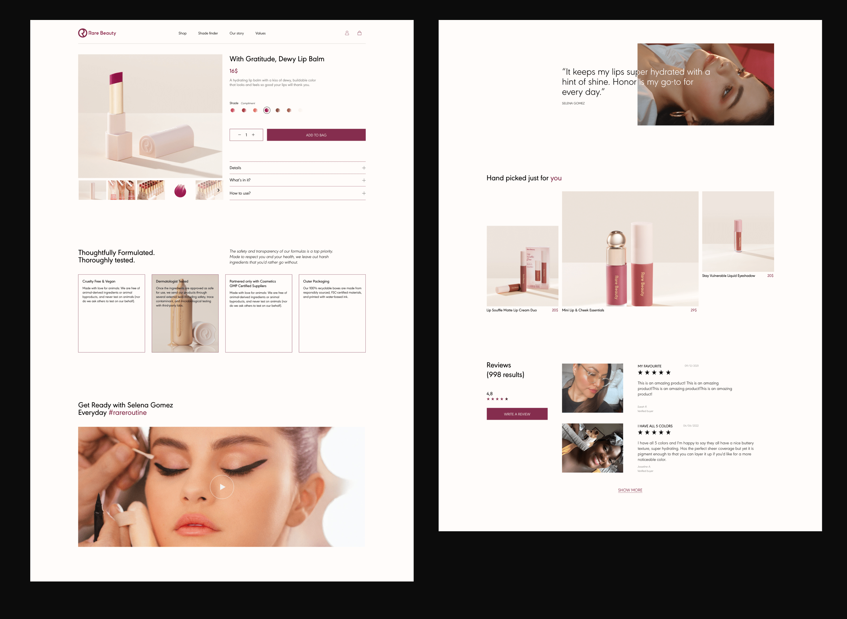 RARE BEAUTY e-commerce redesign concept — Изображение №5 — Интерфейсы на Dprofile
