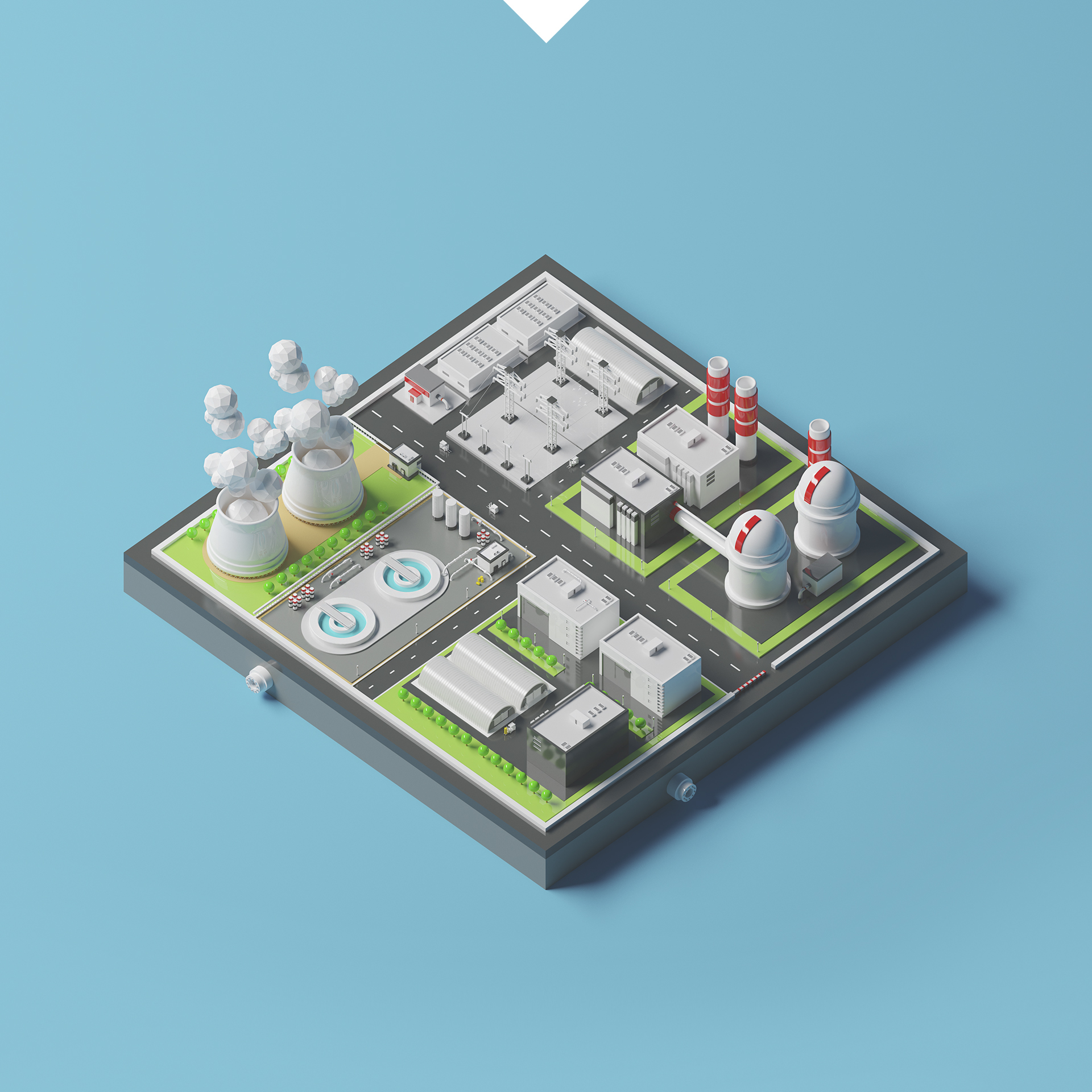 Nuclear plant station LowPoly — Изображение №1 — Иллюстрация, 3D на Dprofile