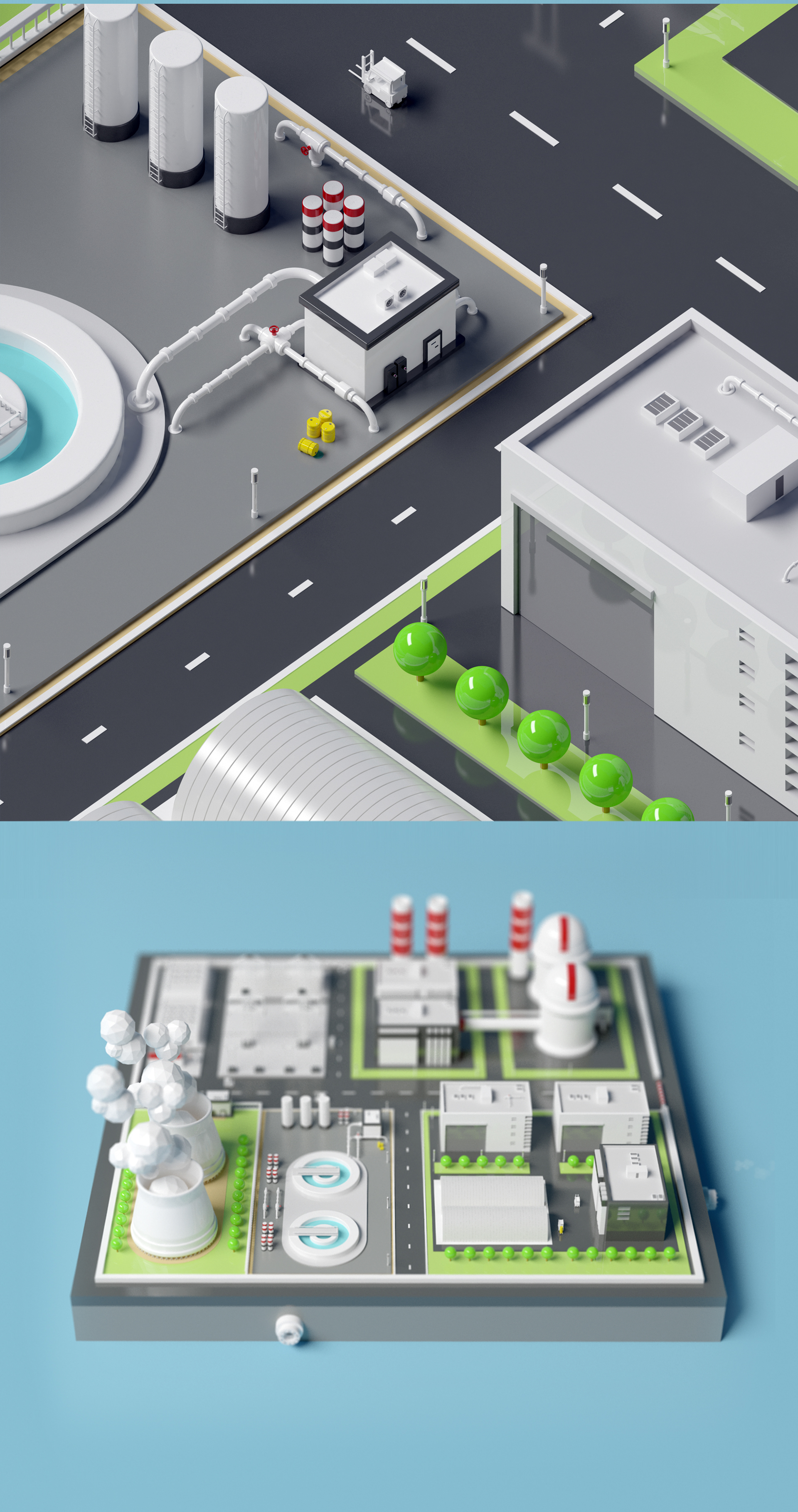 Nuclear plant station LowPoly — Изображение №3 — Иллюстрация, 3D на Dprofile