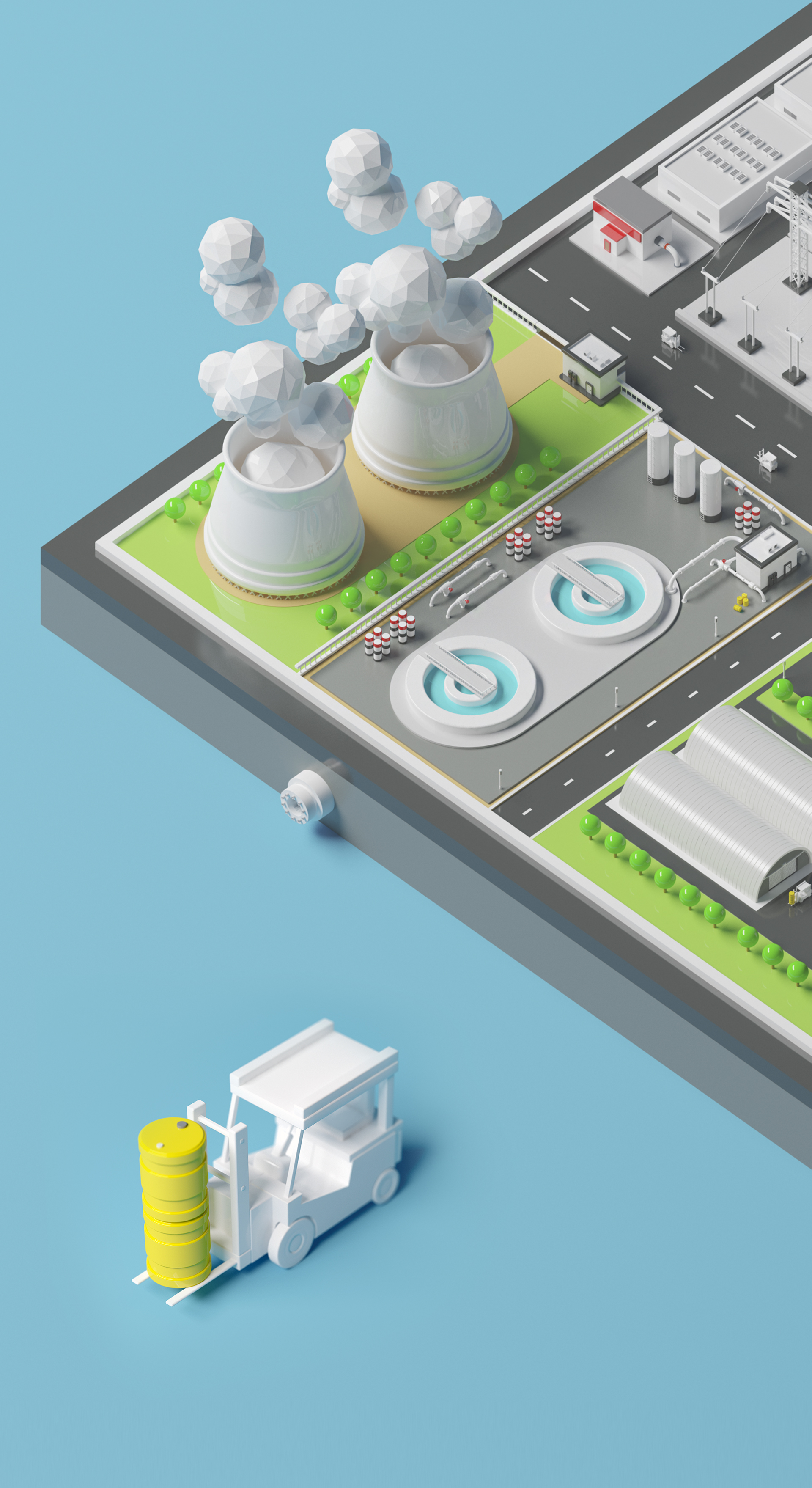 Nuclear plant station LowPoly — Изображение №2 — Иллюстрация, 3D на Dprofile