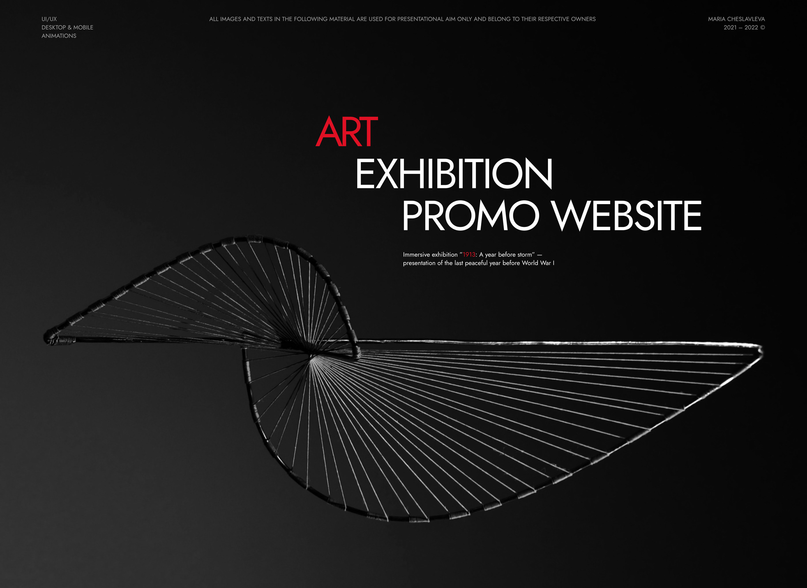Art Exhibition Promo Website — Изображение №1 — Анимация, Интерфейсы на Dprofile