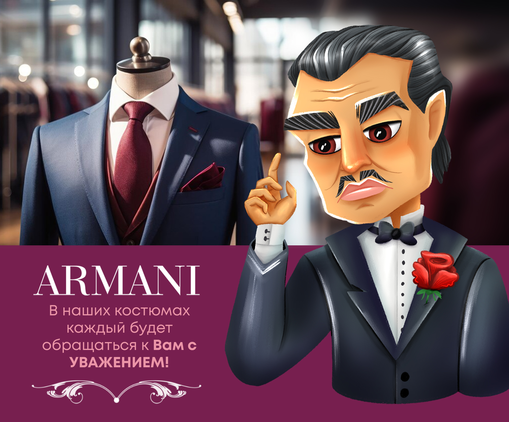 Концепт проект рекламы костюмов Армани — Изображение №3 — Иллюстрация на Dprofile